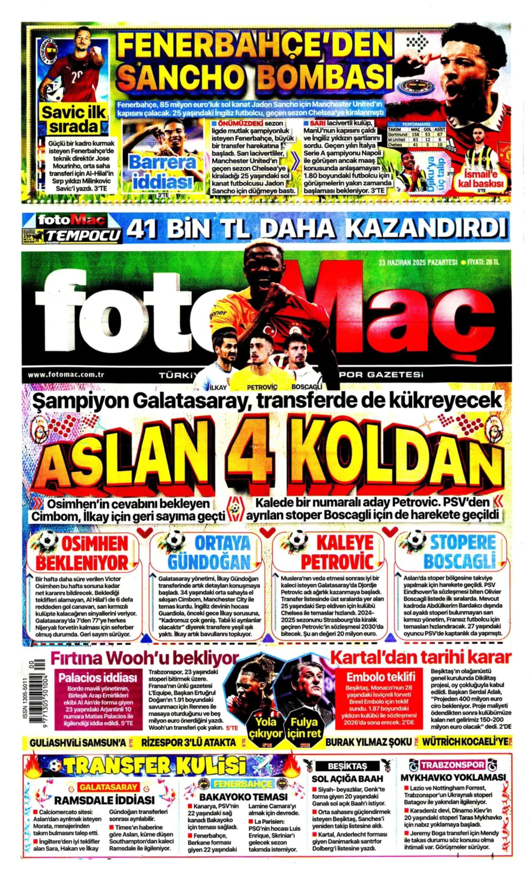 Sporda günün manşetleri... Jadon Sancho'ya sıcak temas: Kaleci için 3 aday