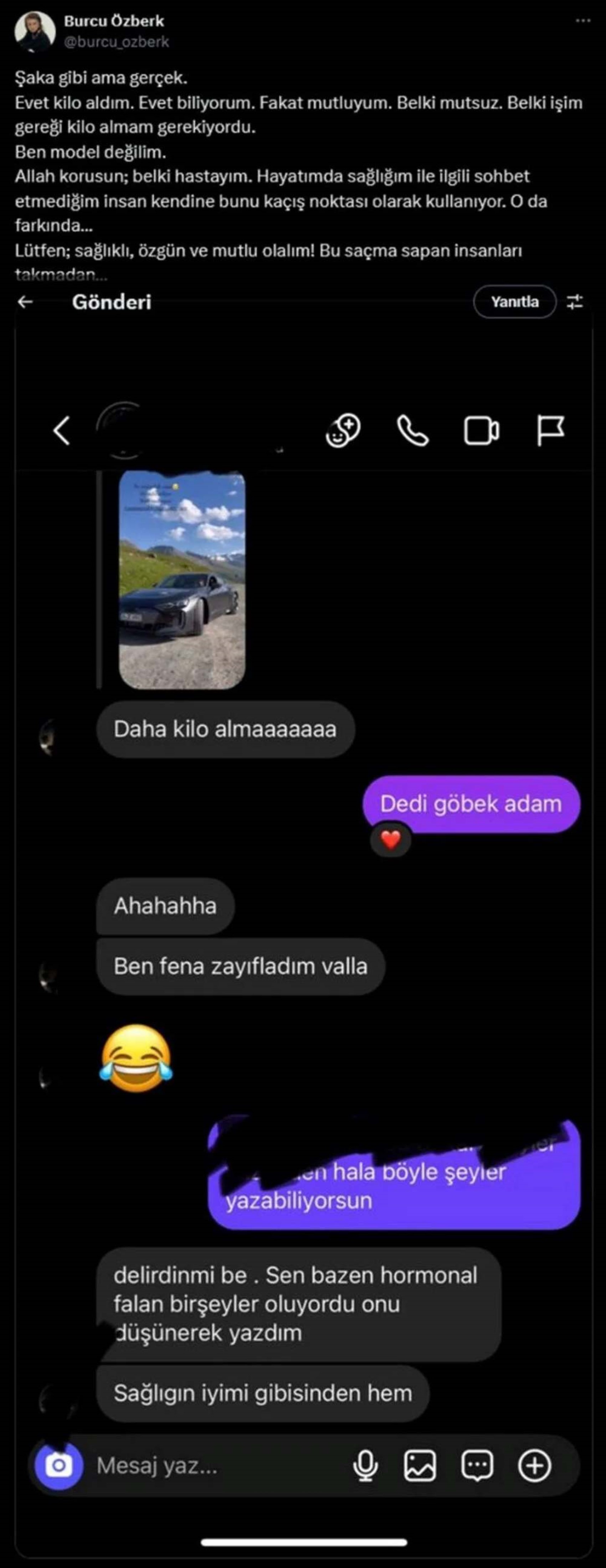 Burcu Özberk'ten 'Daha fazla kilo alma' yorumuna sert tepki