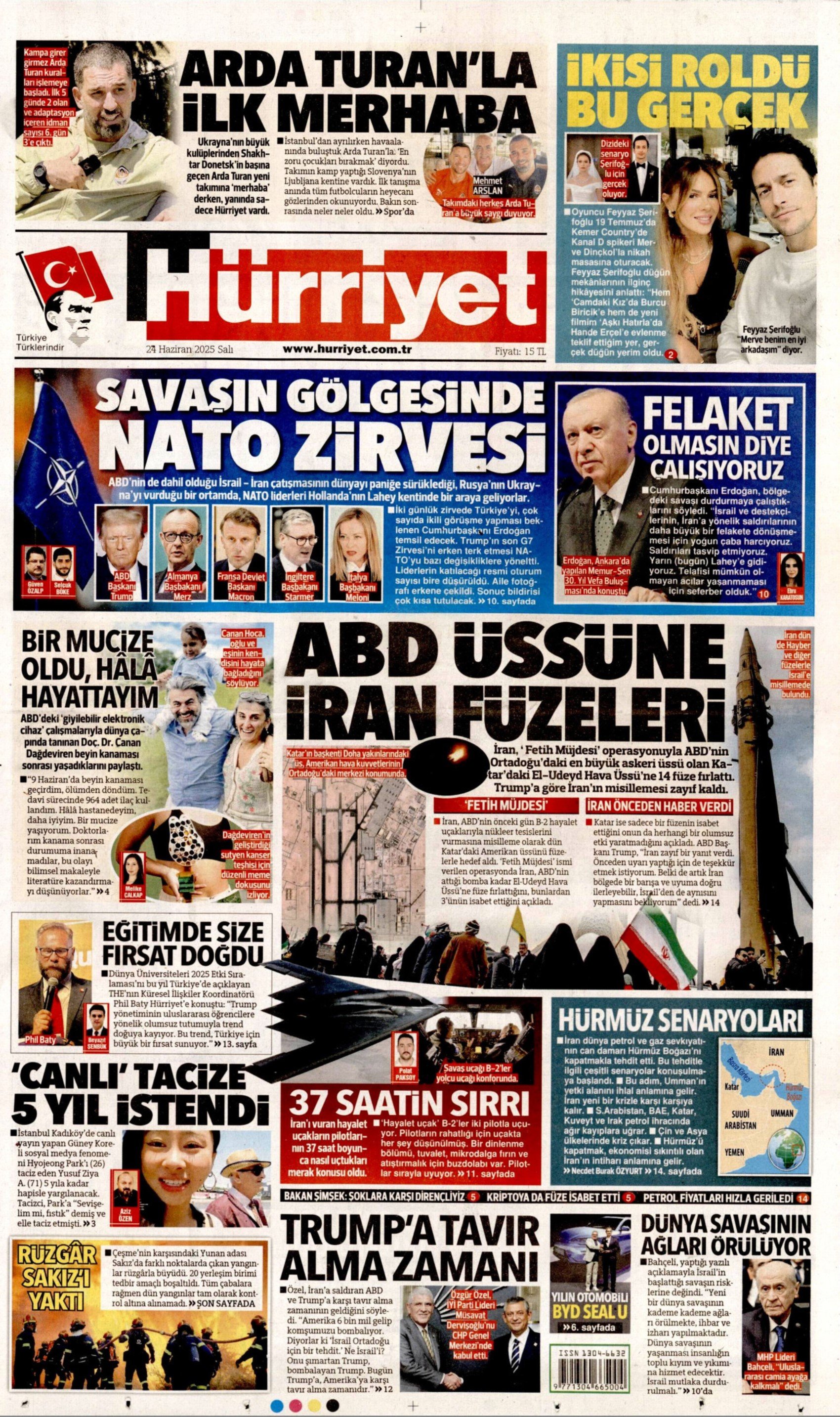 24 Haziran 2025 gazete manşetleri... Orta Doğu'da tansiyon yüksek: 'Kuşatılıyoruz'