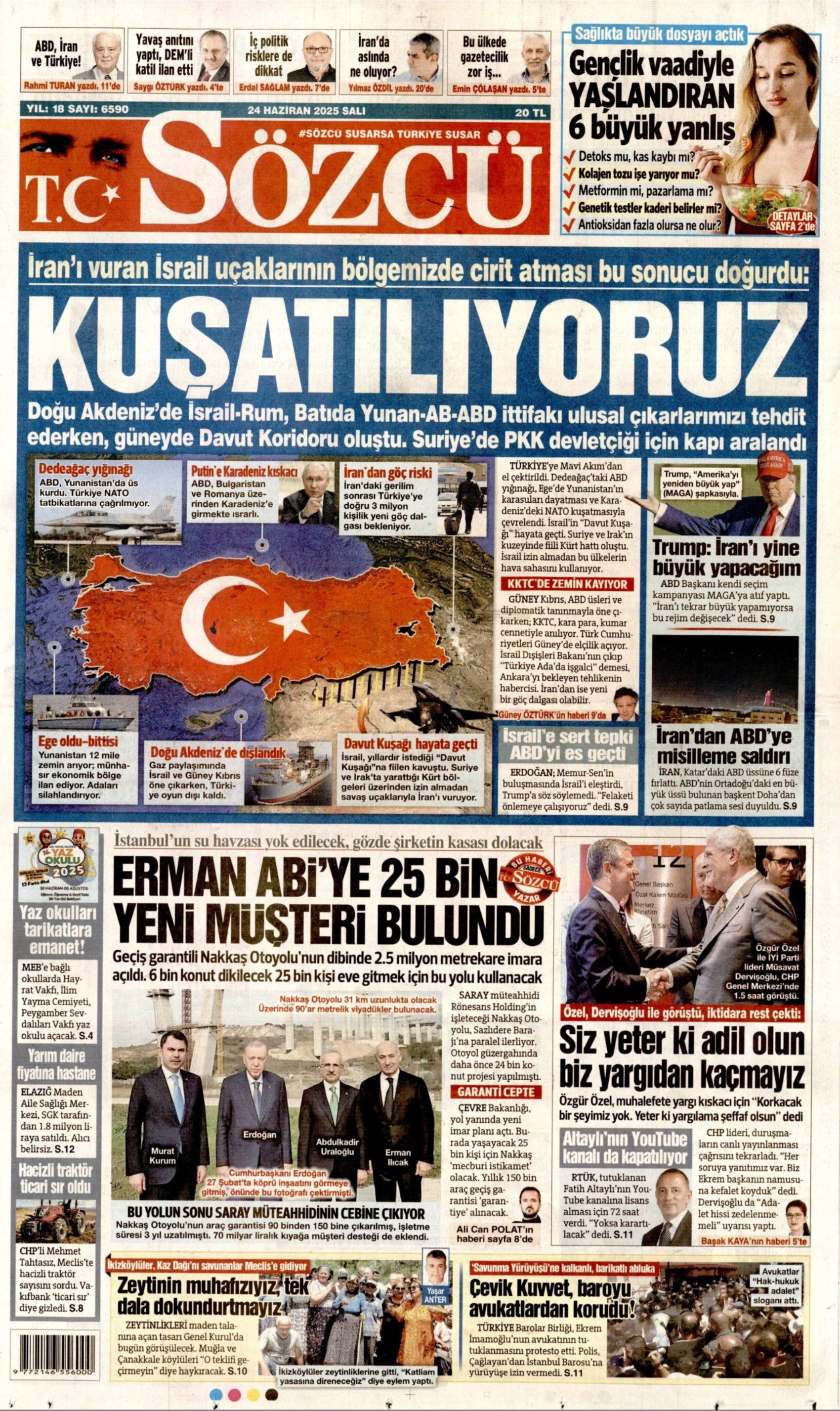24 Haziran 2025 gazete manşetleri... Orta Doğu'da tansiyon yüksek: 'Kuşatılıyoruz'