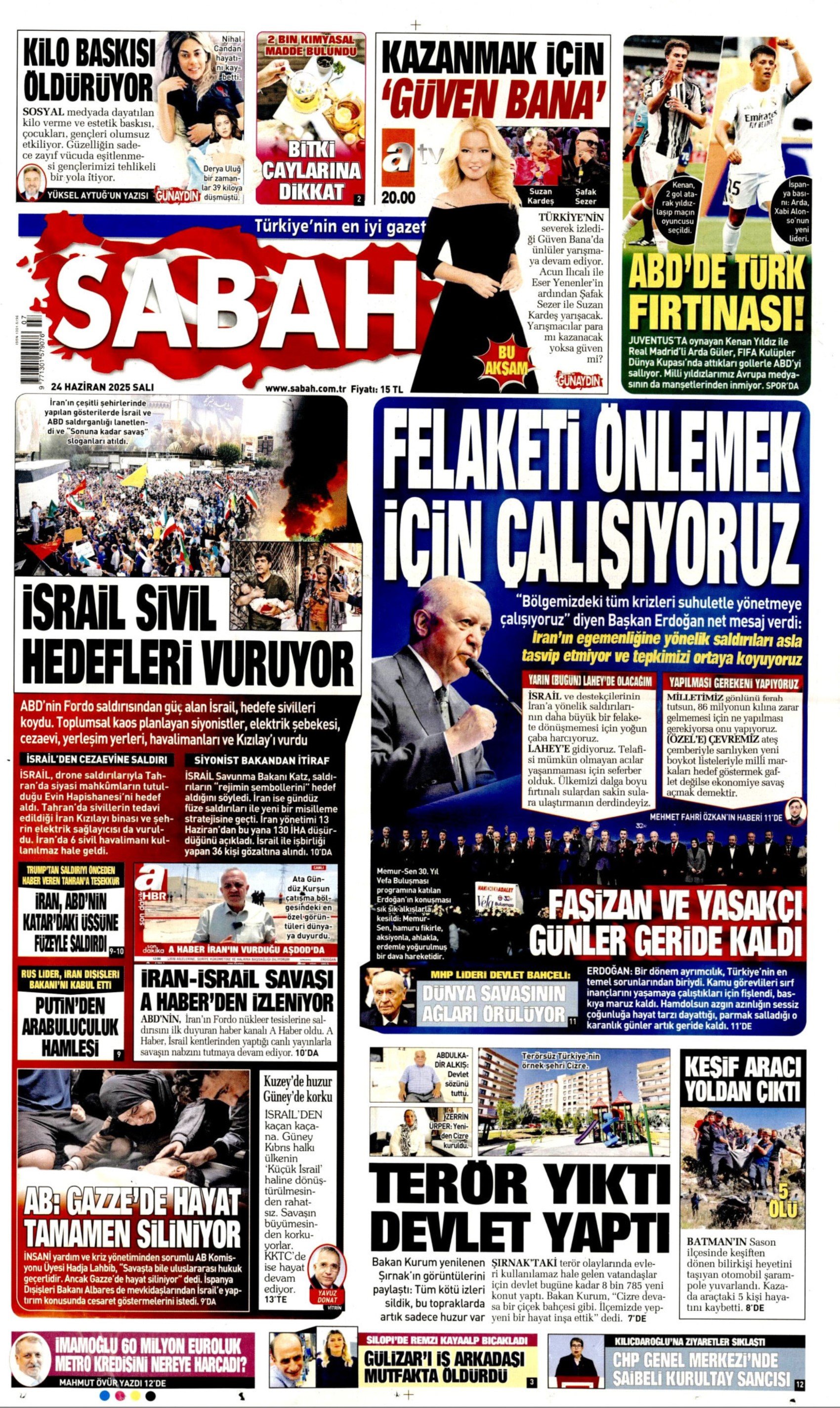 24 Haziran 2025 gazete manşetleri... Orta Doğu'da tansiyon yüksek: 'Kuşatılıyoruz'