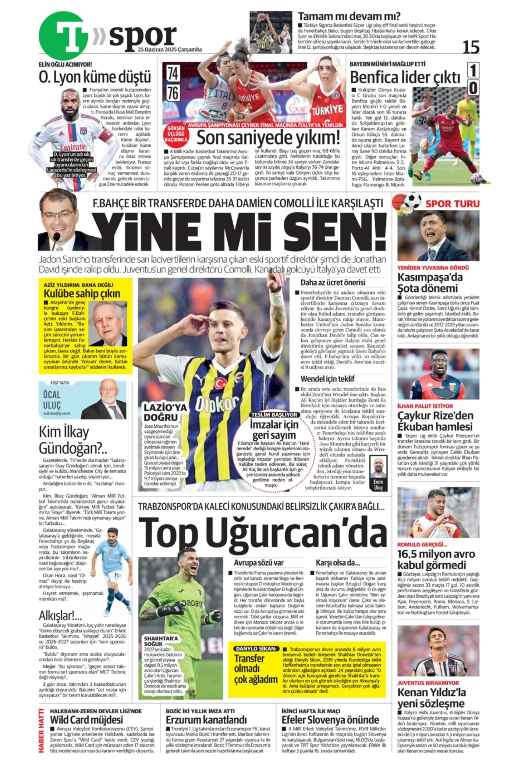 Sporda günün manşetleri: Fenerbahçe'de 1 Temmuz hazırlığı: İngiliz anahtarı Jadon Sancho geliyor