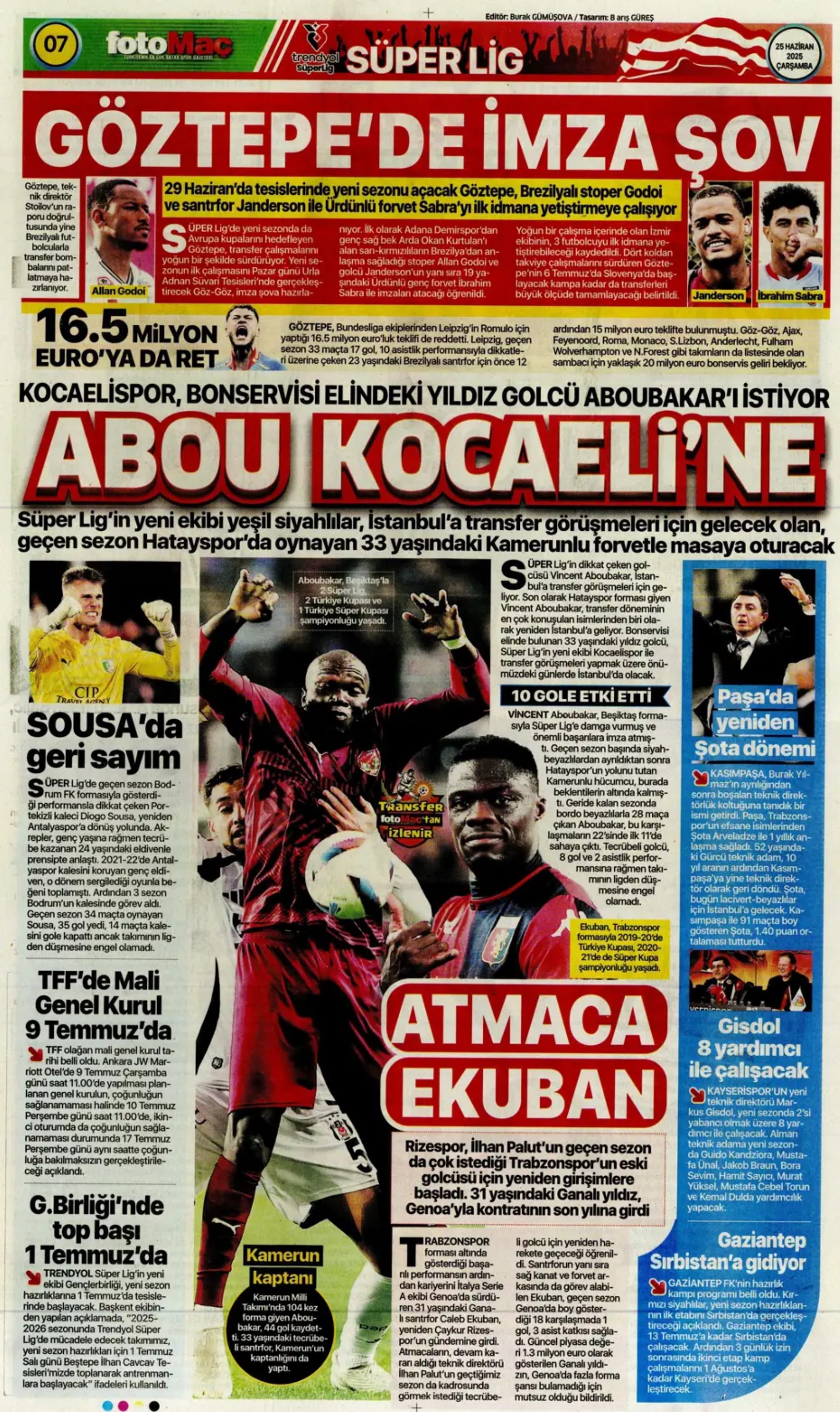 Sporda günün manşetleri: Fenerbahçe'de 1 Temmuz hazırlığı: İngiliz anahtarı Jadon Sancho geliyor