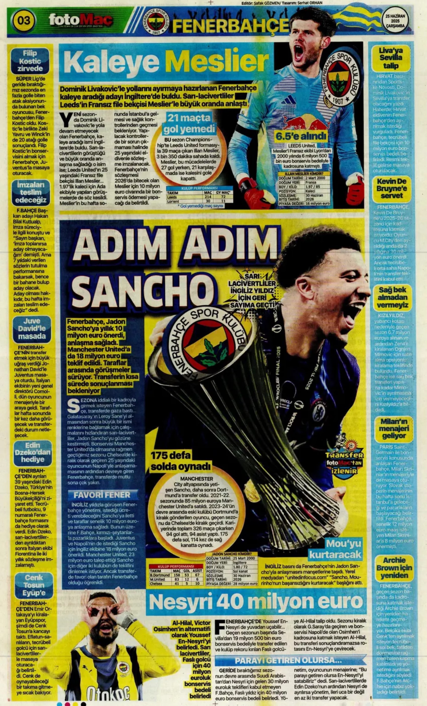 Sporda günün manşetleri: Fenerbahçe'de 1 Temmuz hazırlığı: İngiliz anahtarı Jadon Sancho geliyor