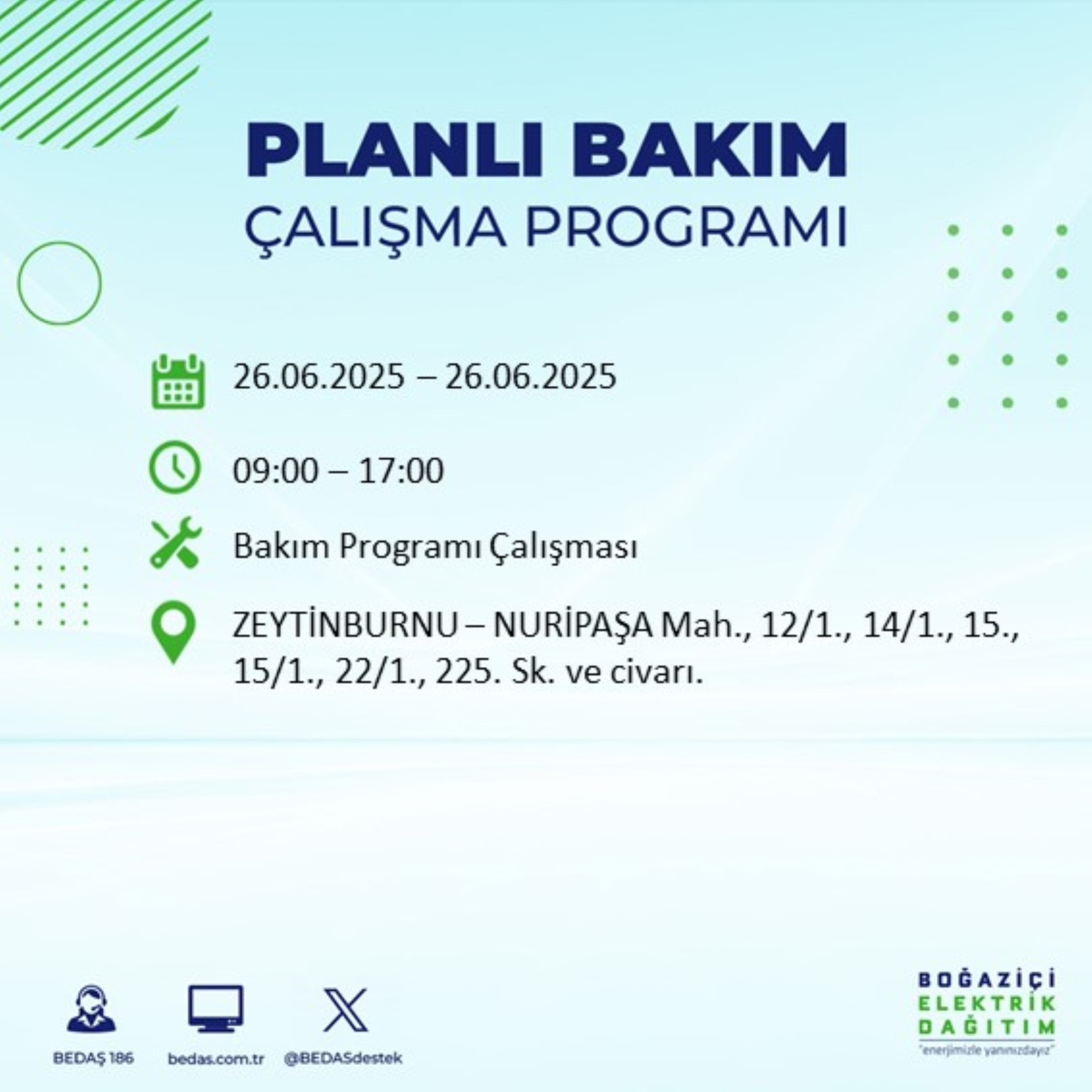 BEDAŞ paylaştı: İstanbul'da 26 Haziran Perşembe günü elektrik kesintisi yaşanacak ilçeler