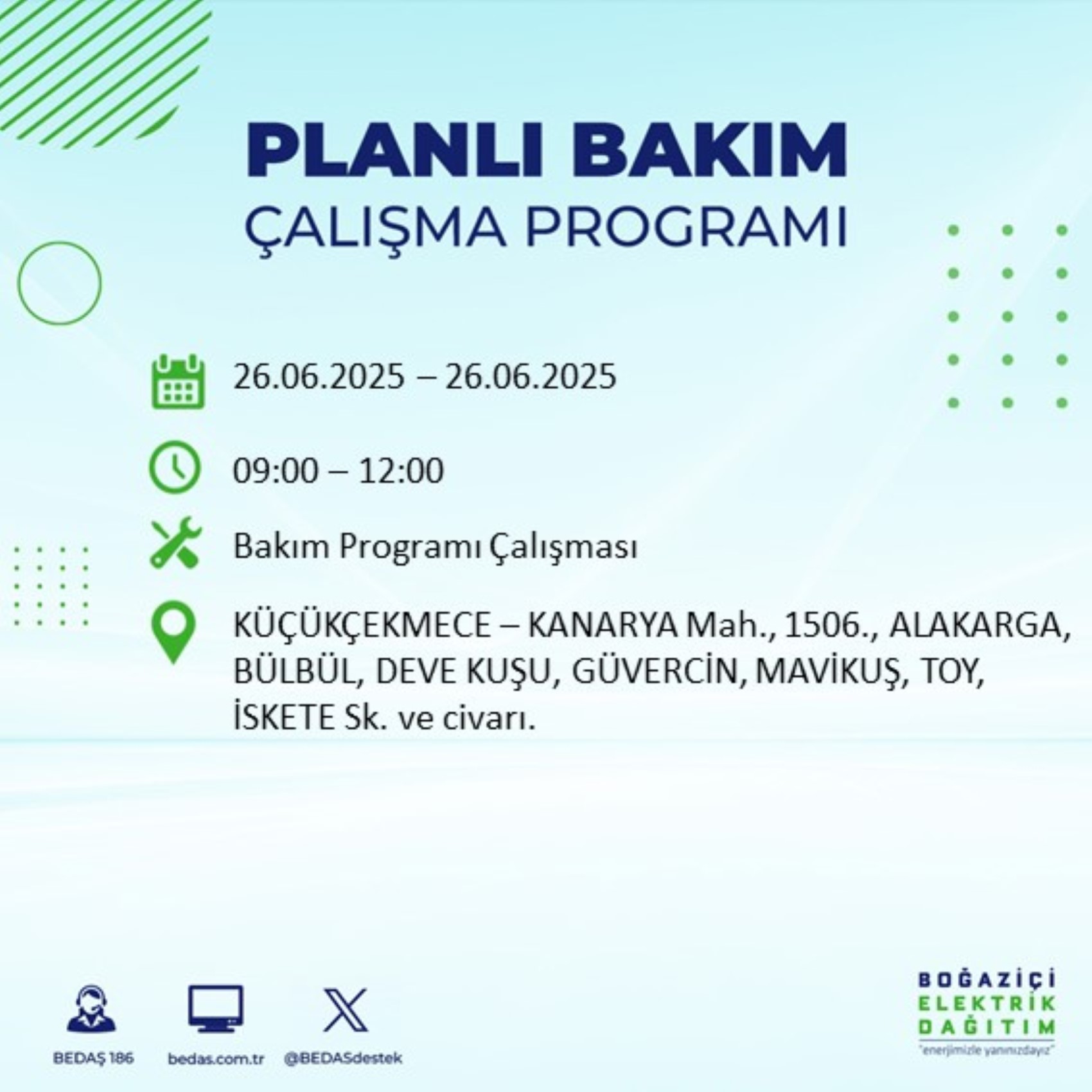 BEDAŞ paylaştı: İstanbul'da 26 Haziran Perşembe günü elektrik kesintisi yaşanacak ilçeler
