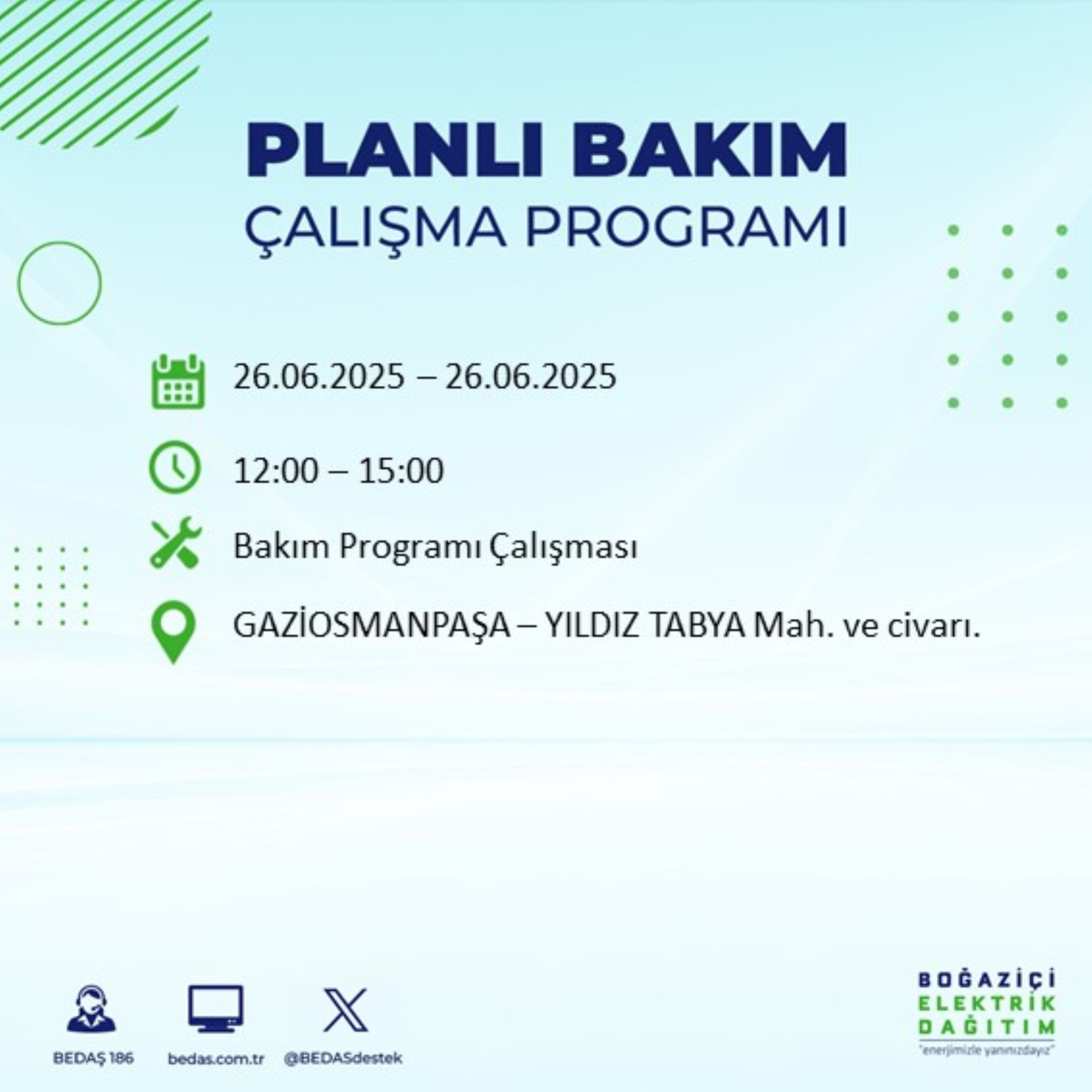 BEDAŞ paylaştı: İstanbul'da 26 Haziran Perşembe günü elektrik kesintisi yaşanacak ilçeler