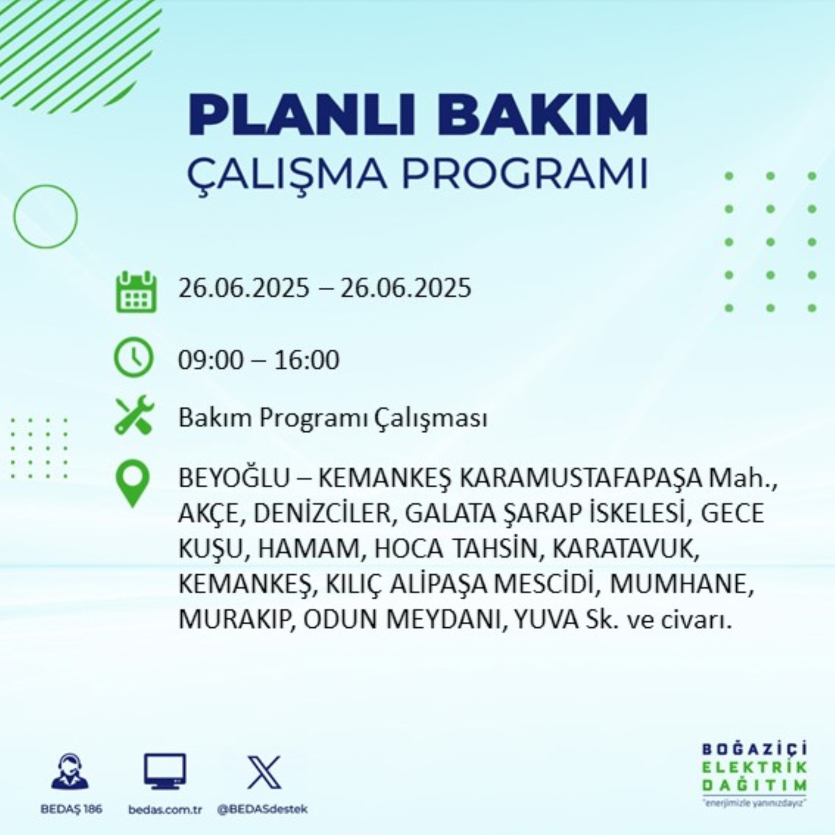 BEDAŞ paylaştı: İstanbul'da 26 Haziran Perşembe günü elektrik kesintisi yaşanacak ilçeler