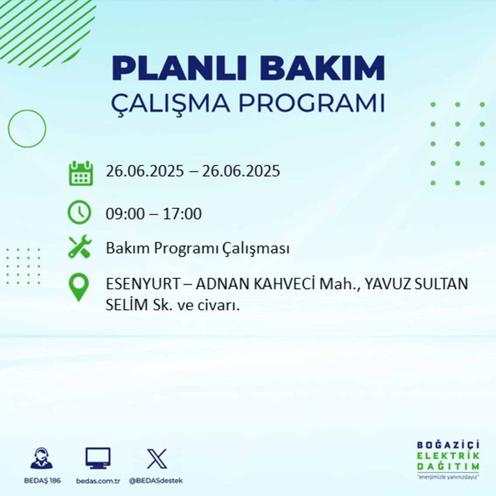 BEDAŞ paylaştı: İstanbul'da 26 Haziran Perşembe günü elektrik kesintisi yaşanacak ilçeler
