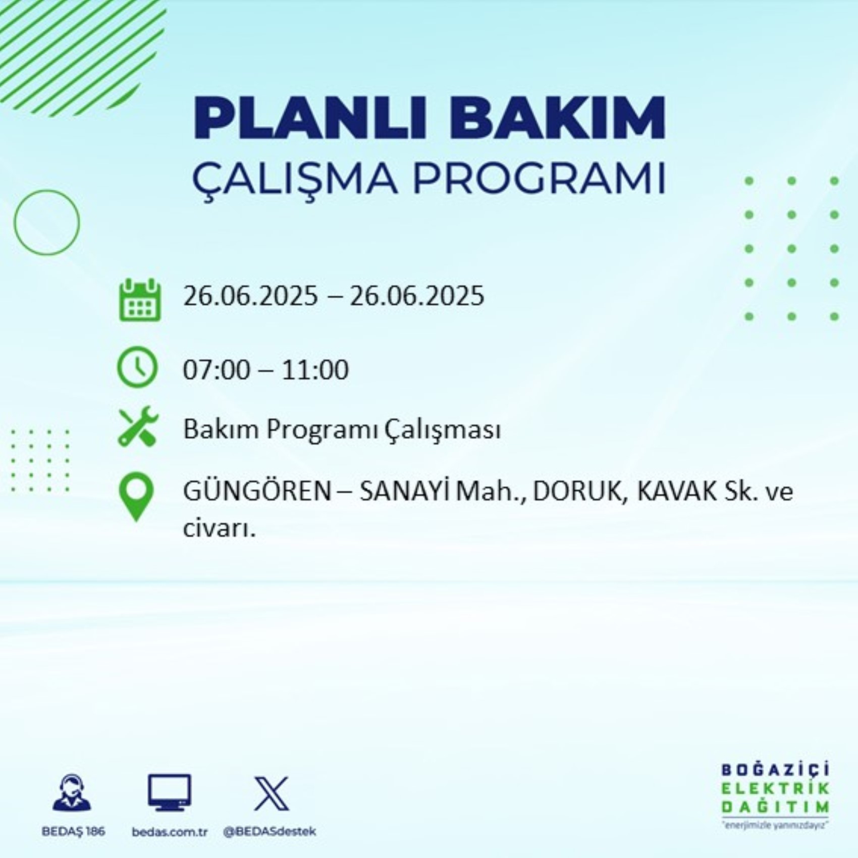 BEDAŞ paylaştı: İstanbul'da 26 Haziran Perşembe günü elektrik kesintisi yaşanacak ilçeler