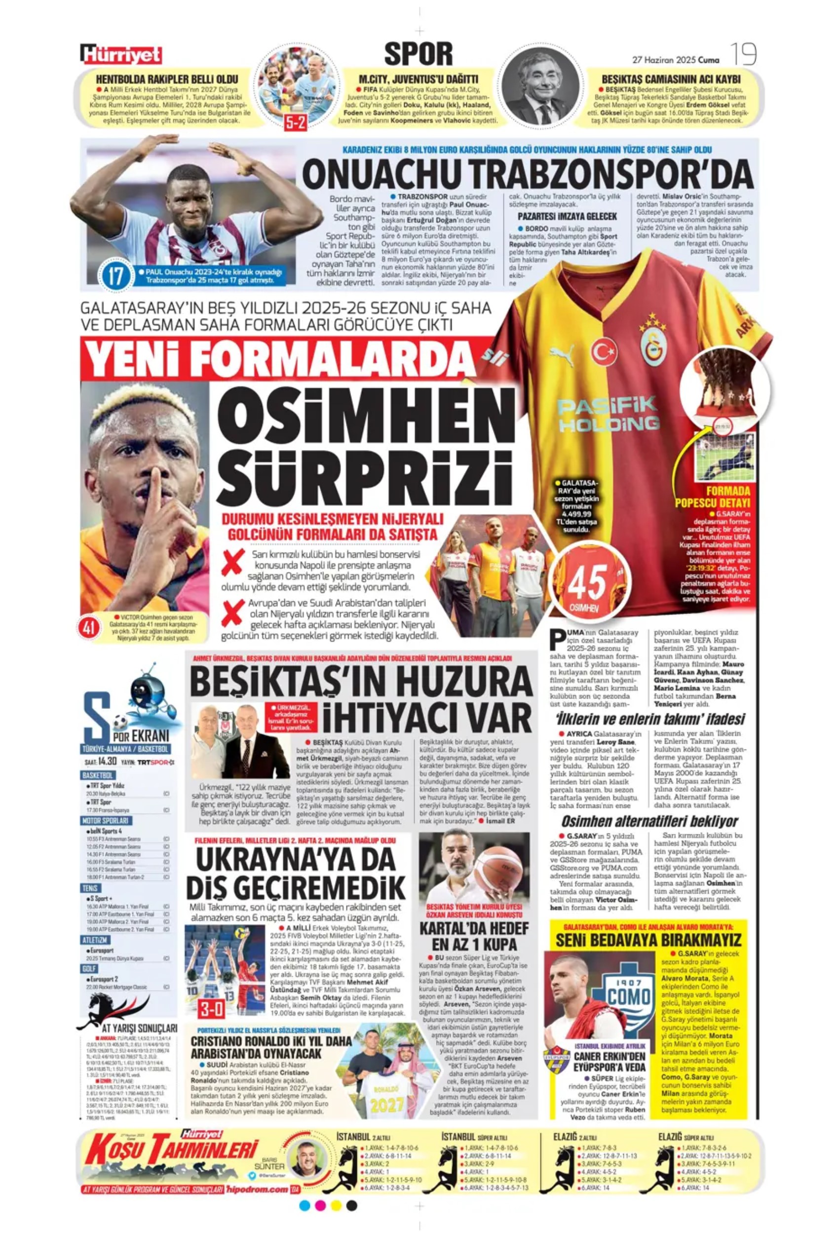 Sporda günün manşetleri... Galatasaray'a Osimhen müjdesi: Uğurcan Çakır'da sıcak saatler!