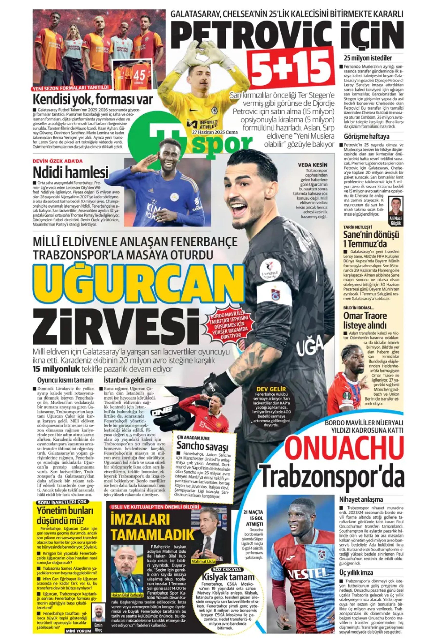 Sporda günün manşetleri... Galatasaray'a Osimhen müjdesi: Uğurcan Çakır'da sıcak saatler!