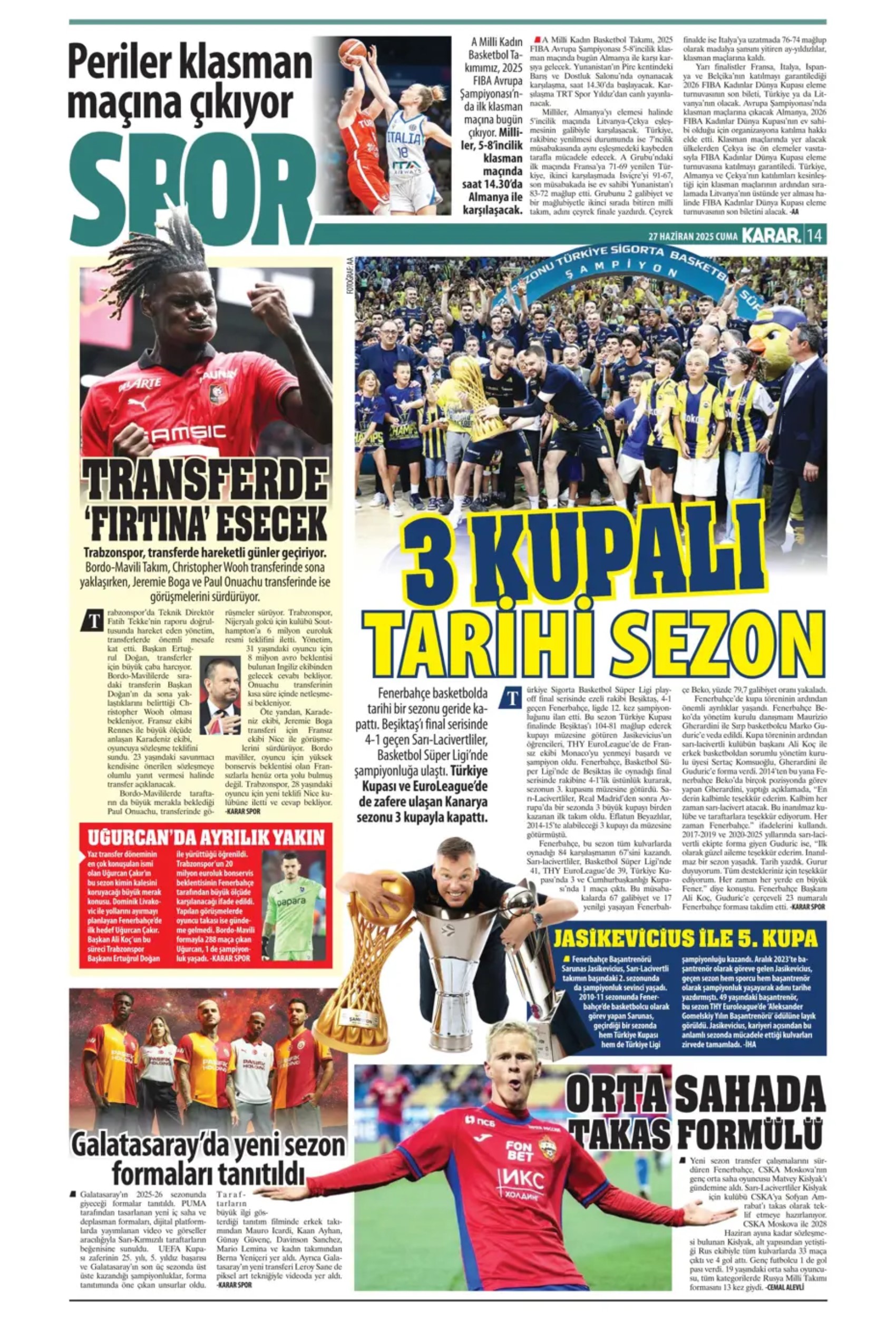 Sporda günün manşetleri... Galatasaray'a Osimhen müjdesi: Uğurcan Çakır'da sıcak saatler!
