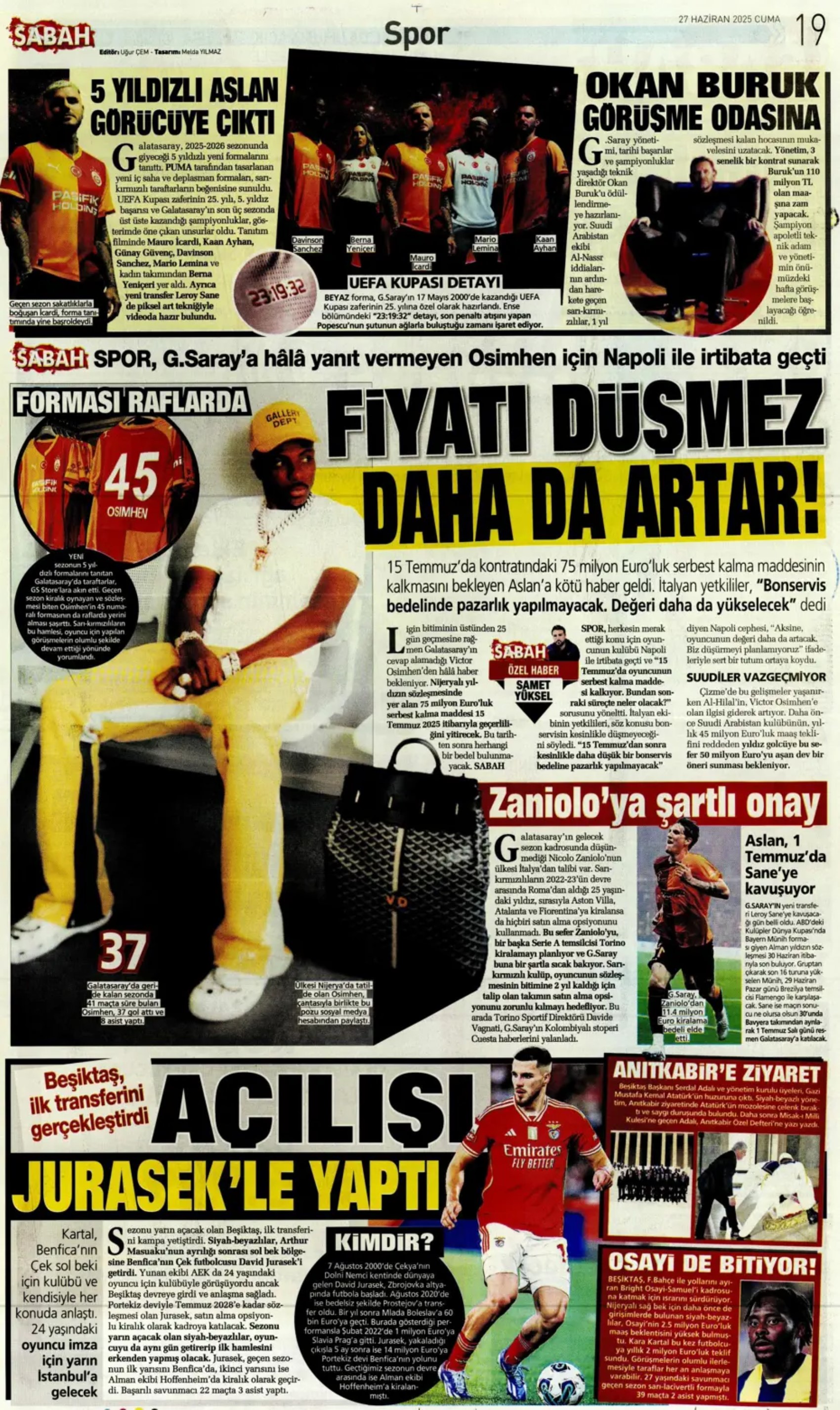 Sporda günün manşetleri... Galatasaray'a Osimhen müjdesi: Uğurcan Çakır'da sıcak saatler!