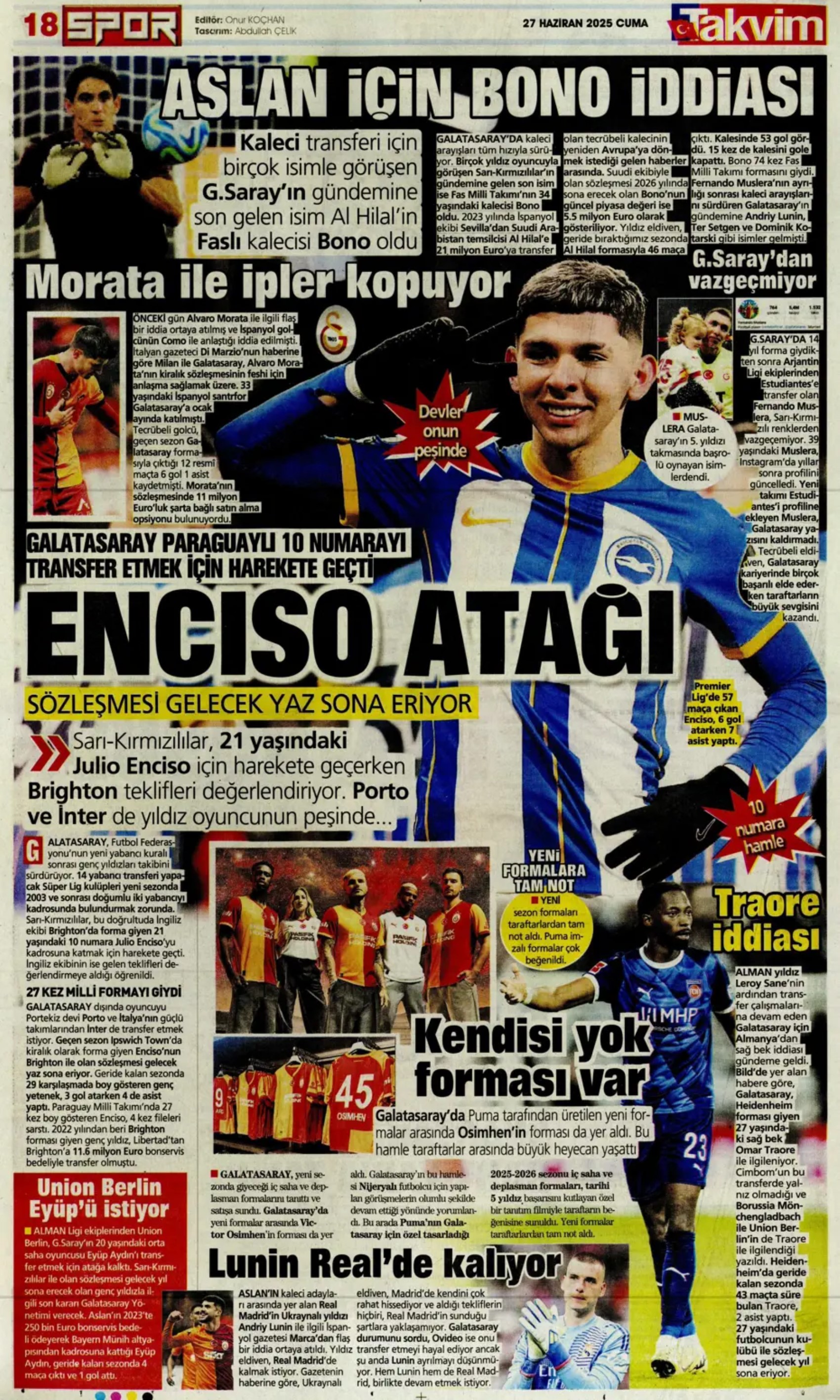 Sporda günün manşetleri... Galatasaray'a Osimhen müjdesi: Uğurcan Çakır'da sıcak saatler!