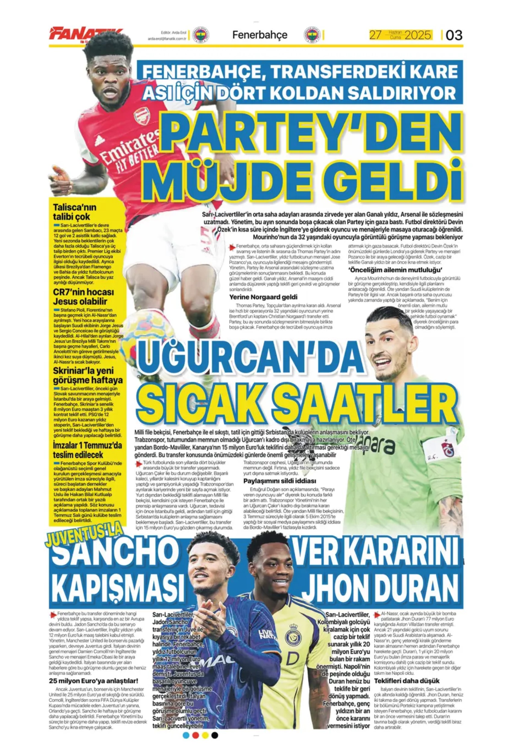 Sporda günün manşetleri... Galatasaray'a Osimhen müjdesi: Uğurcan Çakır'da sıcak saatler!
