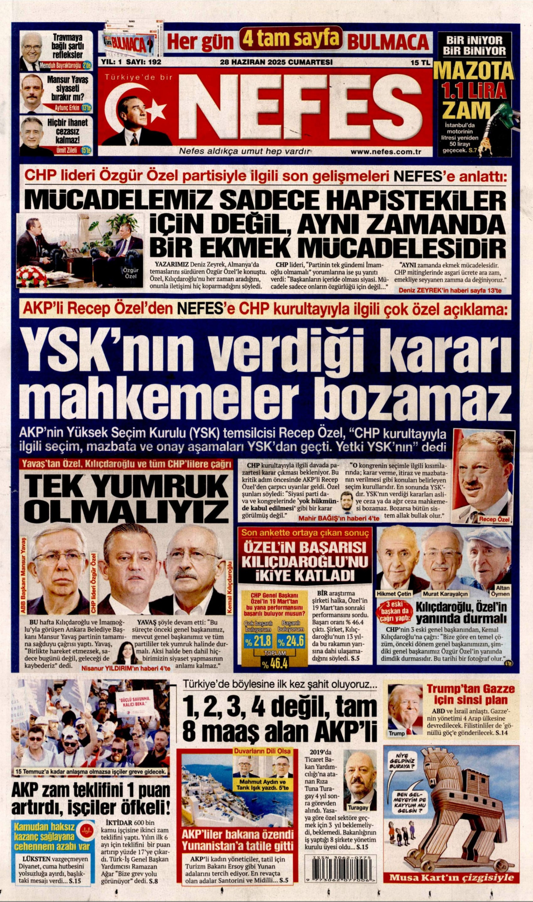 Gazete manşetleri: 3 CHP'linin görüşme trafiğinin detayları belli oldu