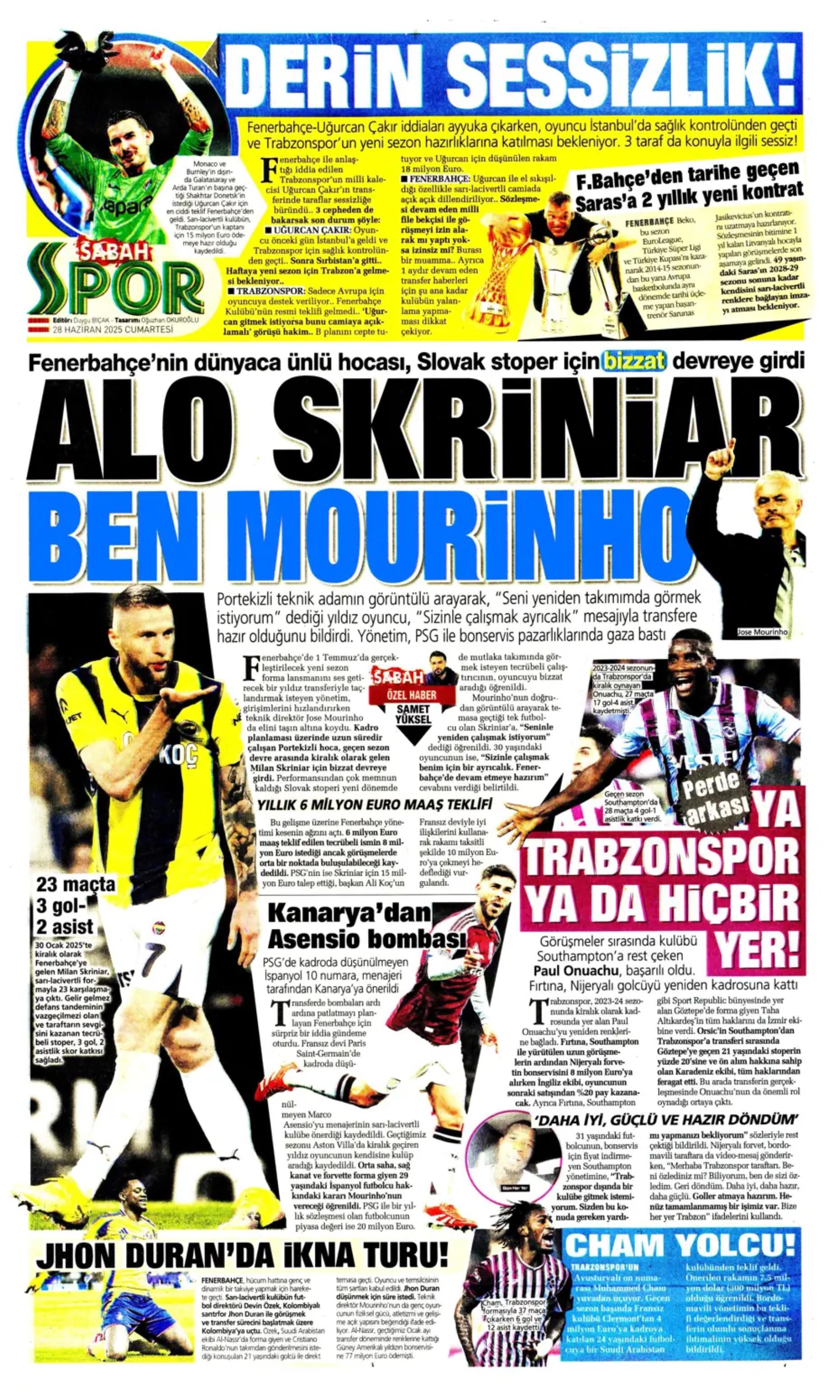Sporda günün manşetleri... Duran için geri sayım, Osimhen için yeni formül