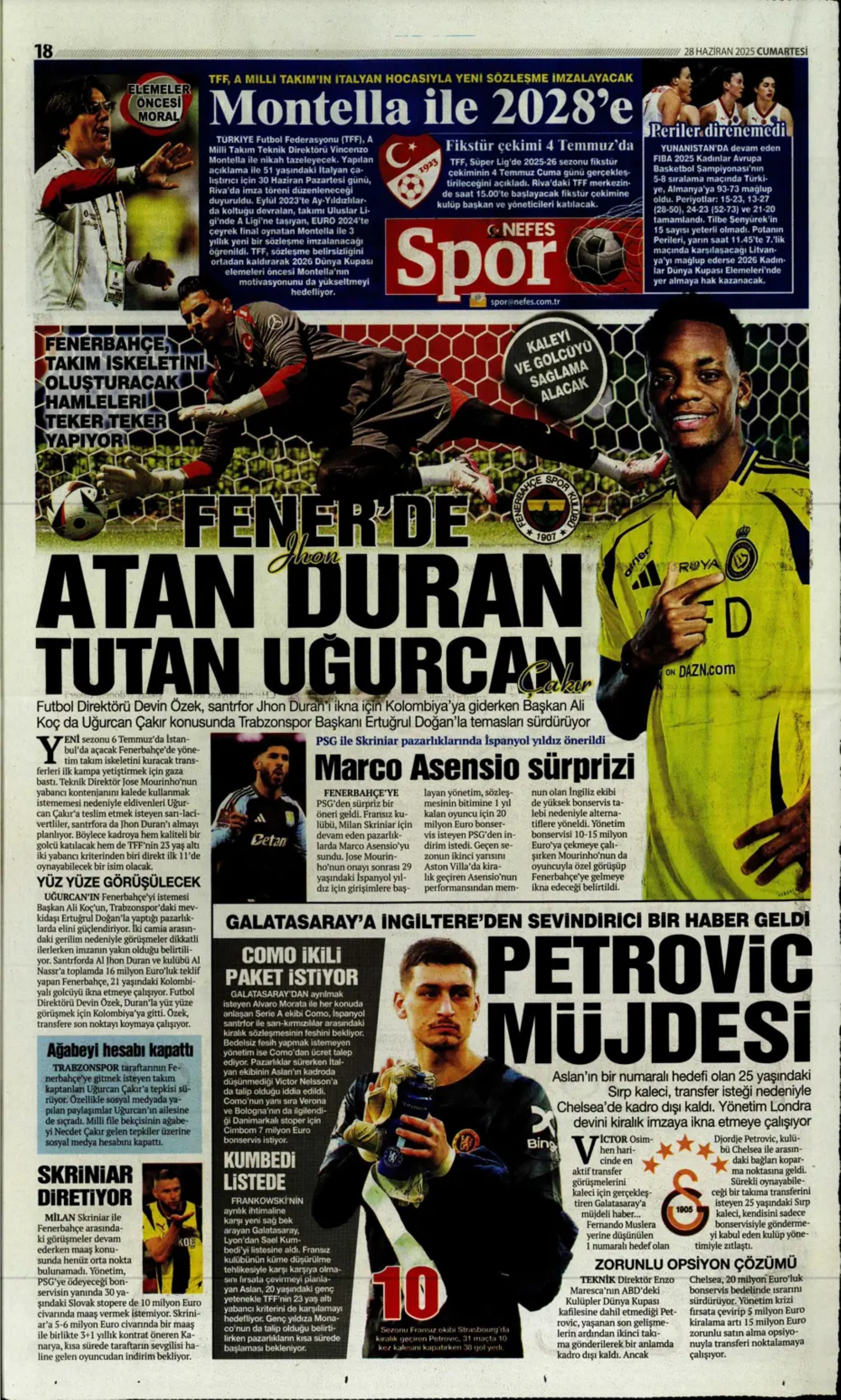 Sporda günün manşetleri... Duran için geri sayım, Osimhen için yeni formül