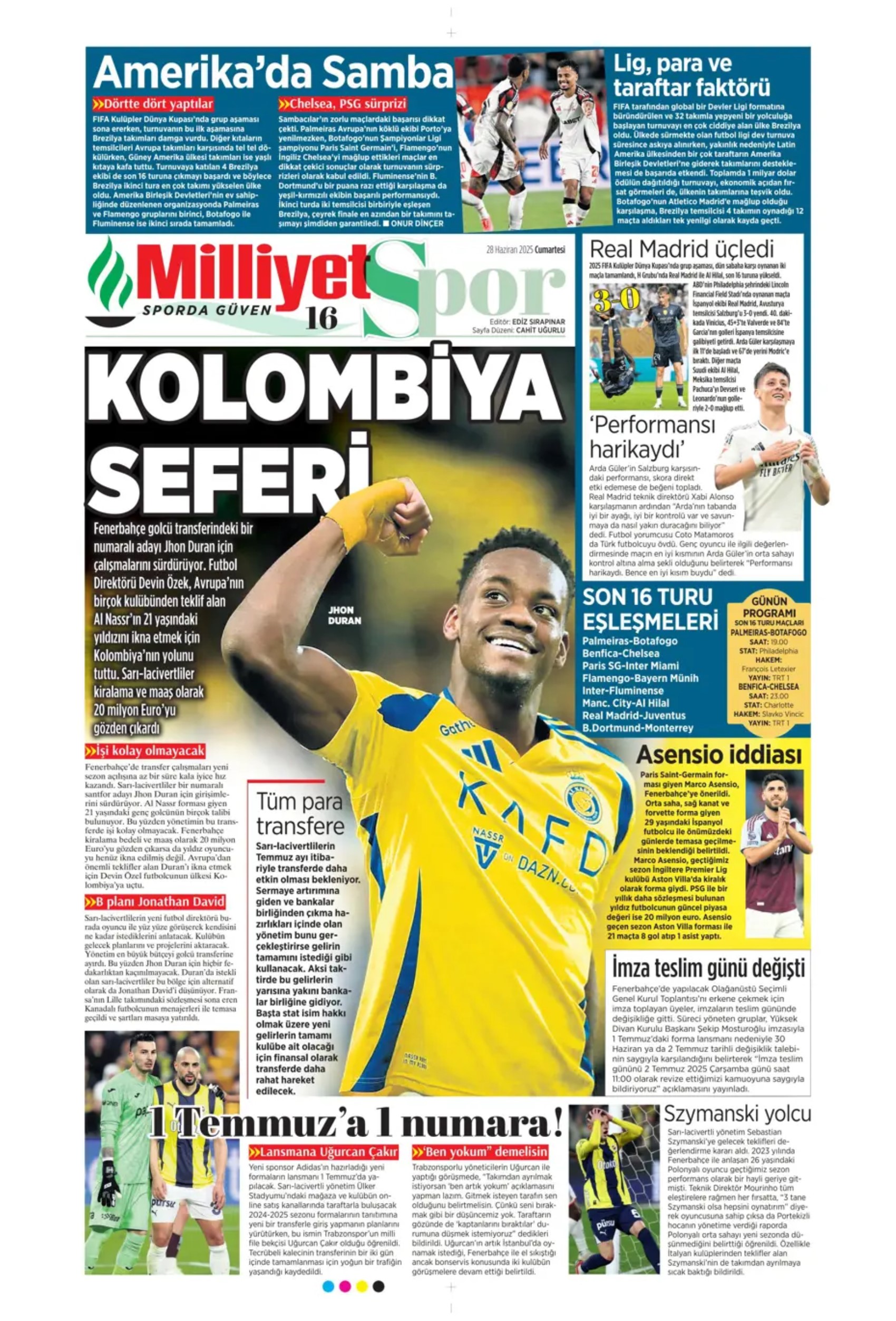 Sporda günün manşetleri... Duran için geri sayım, Osimhen için yeni formül