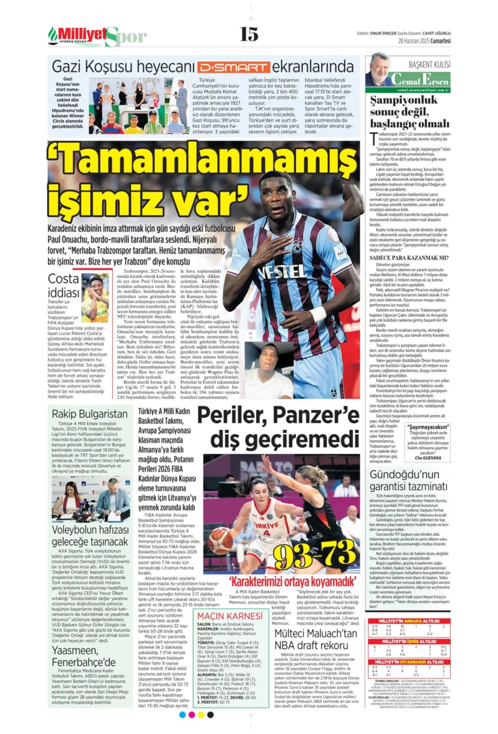 Sporda günün manşetleri... Duran için geri sayım, Osimhen için yeni formül