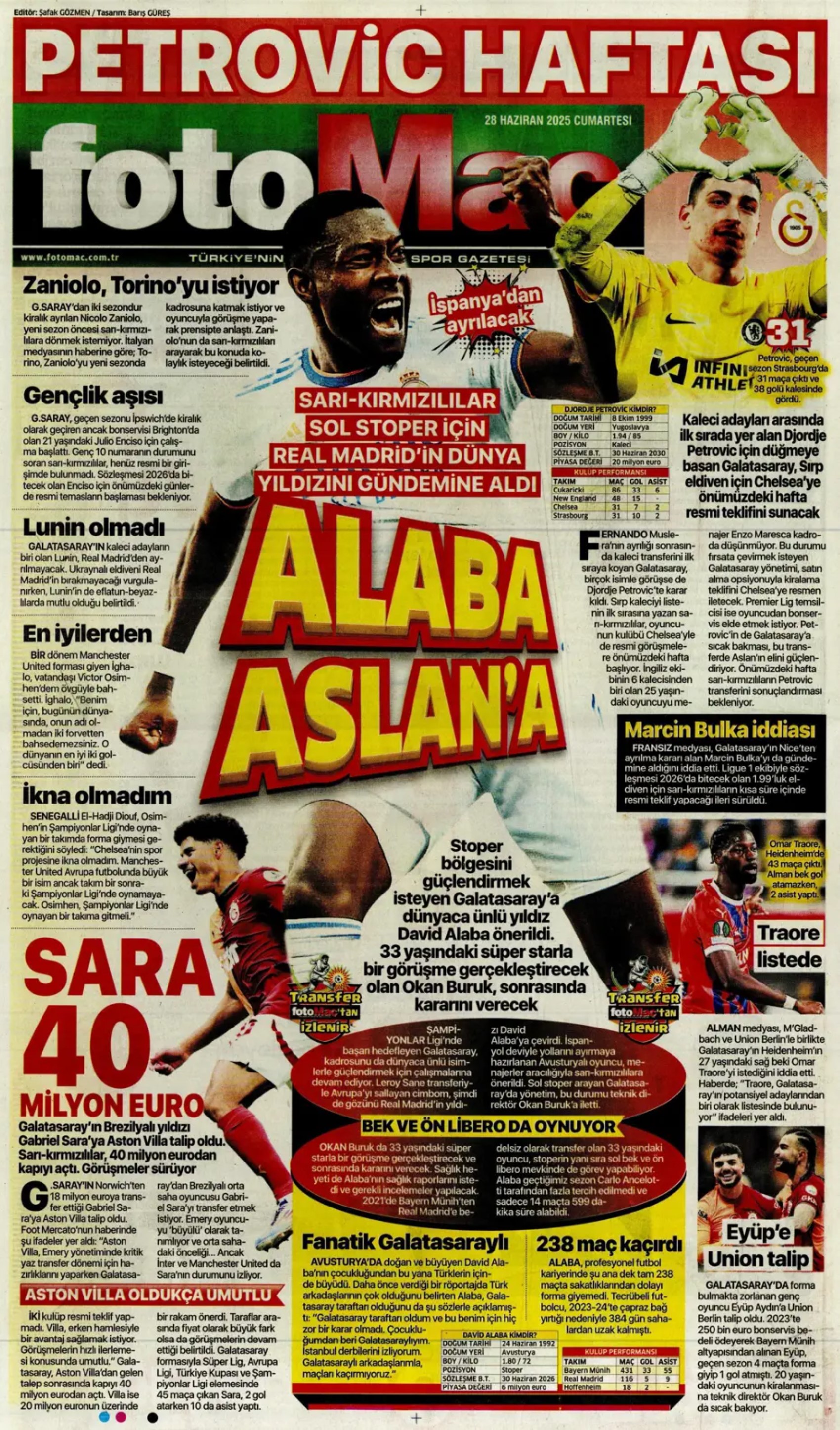 Sporda günün manşetleri... Duran için geri sayım, Osimhen için yeni formül
