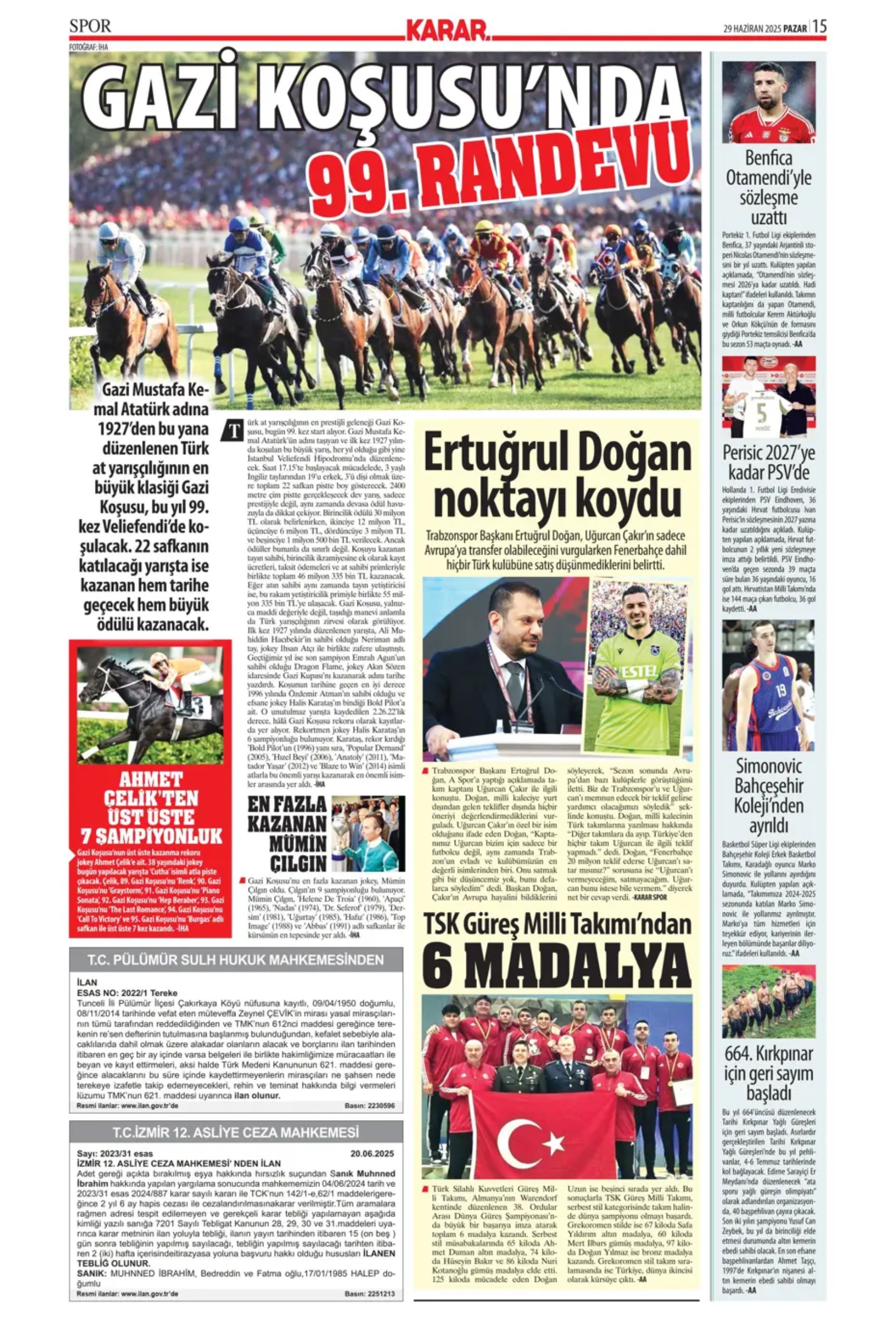 Sporda günün manşetleri... Uğurcan'ın Fenerbahçe'ye transferine veto: Galatasaray Osimhen'in alternatifini buldu!