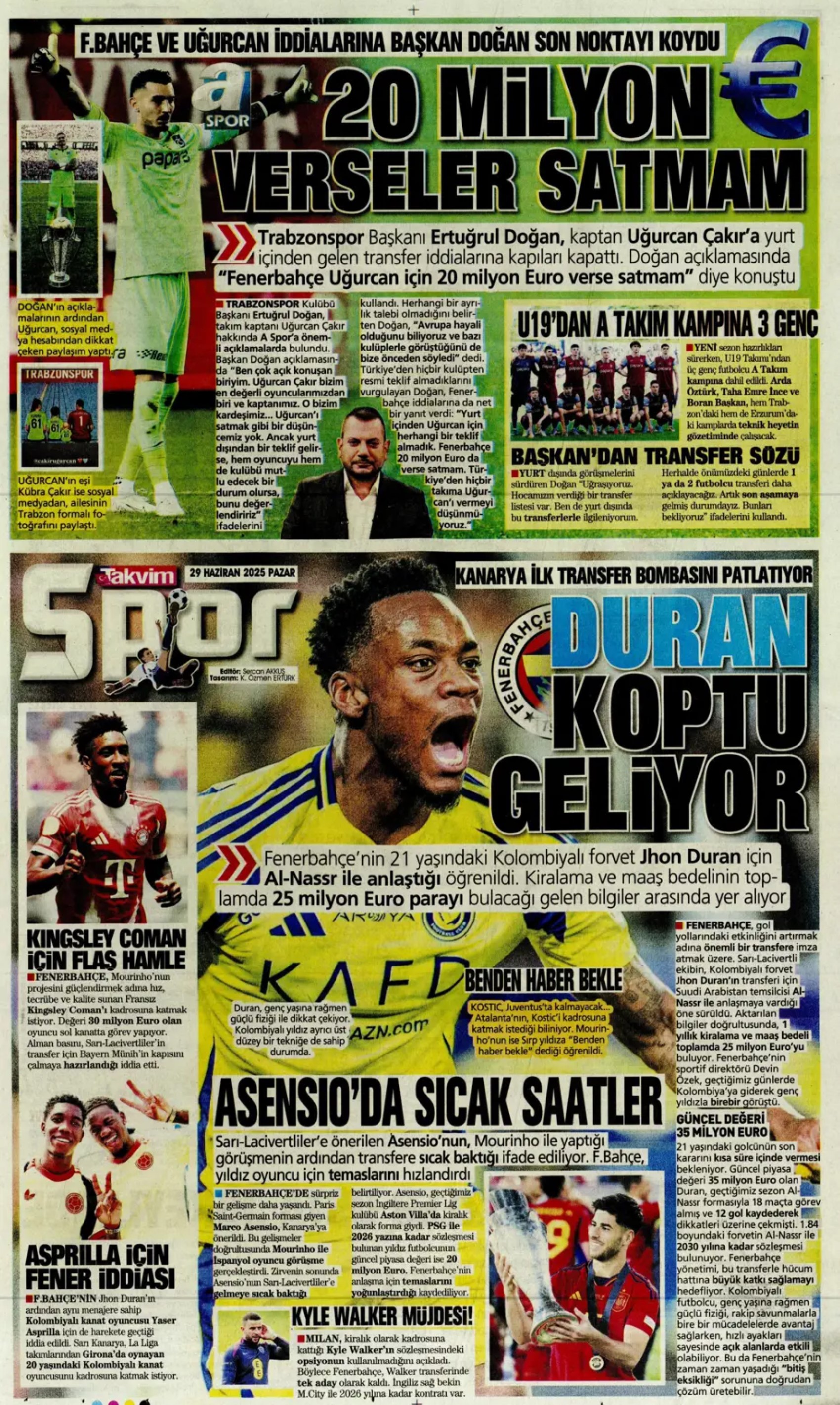 Sporda günün manşetleri... Uğurcan'ın Fenerbahçe'ye transferine veto: Galatasaray Osimhen'in alternatifini buldu!