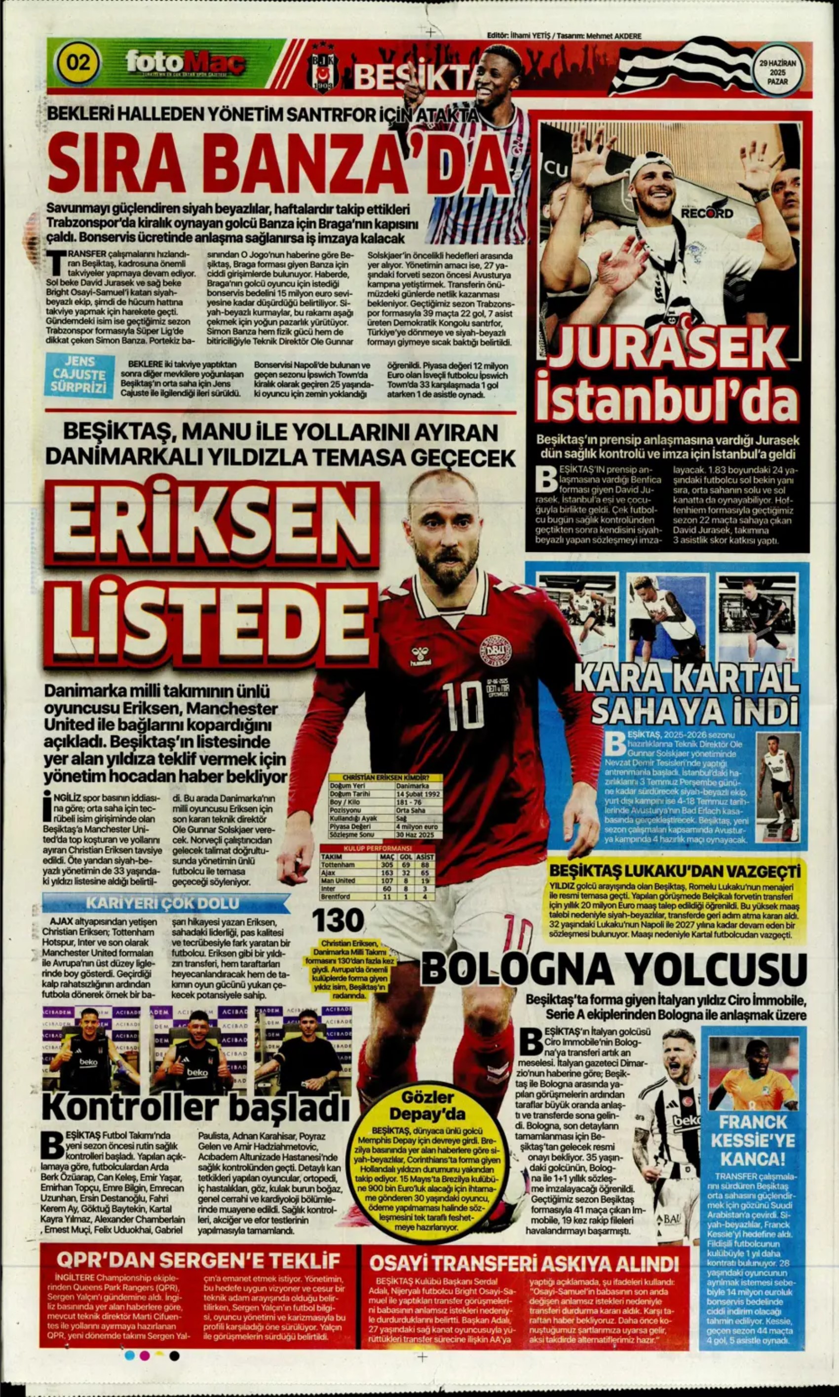Sporda günün manşetleri... Uğurcan'ın Fenerbahçe'ye transferine veto: Galatasaray Osimhen'in alternatifini buldu!