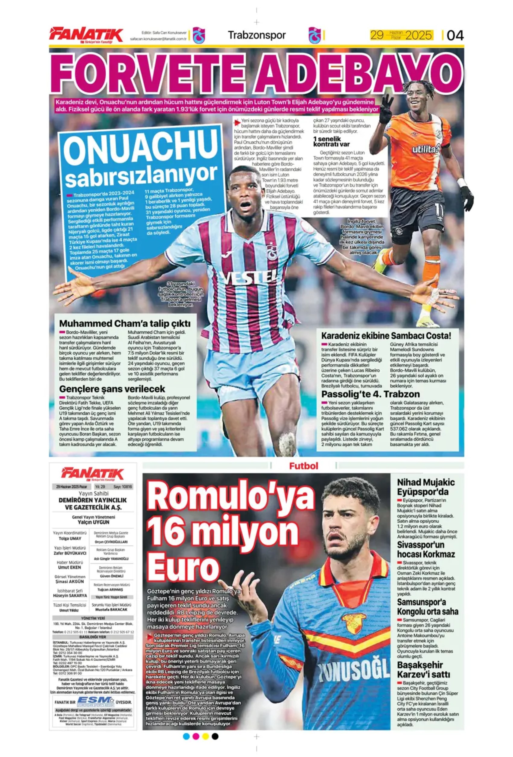 Sporda günün manşetleri... Uğurcan'ın Fenerbahçe'ye transferine veto: Galatasaray Osimhen'in alternatifini buldu!