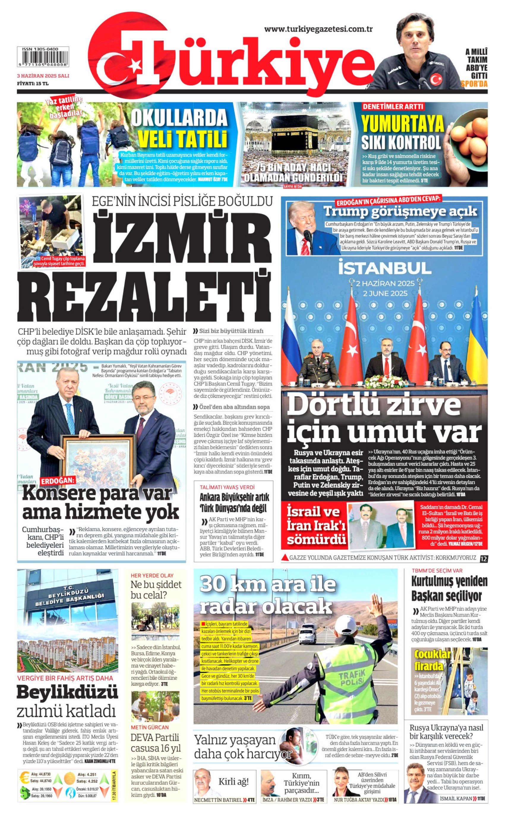 3 Haziran 2025 gazete manşetleri