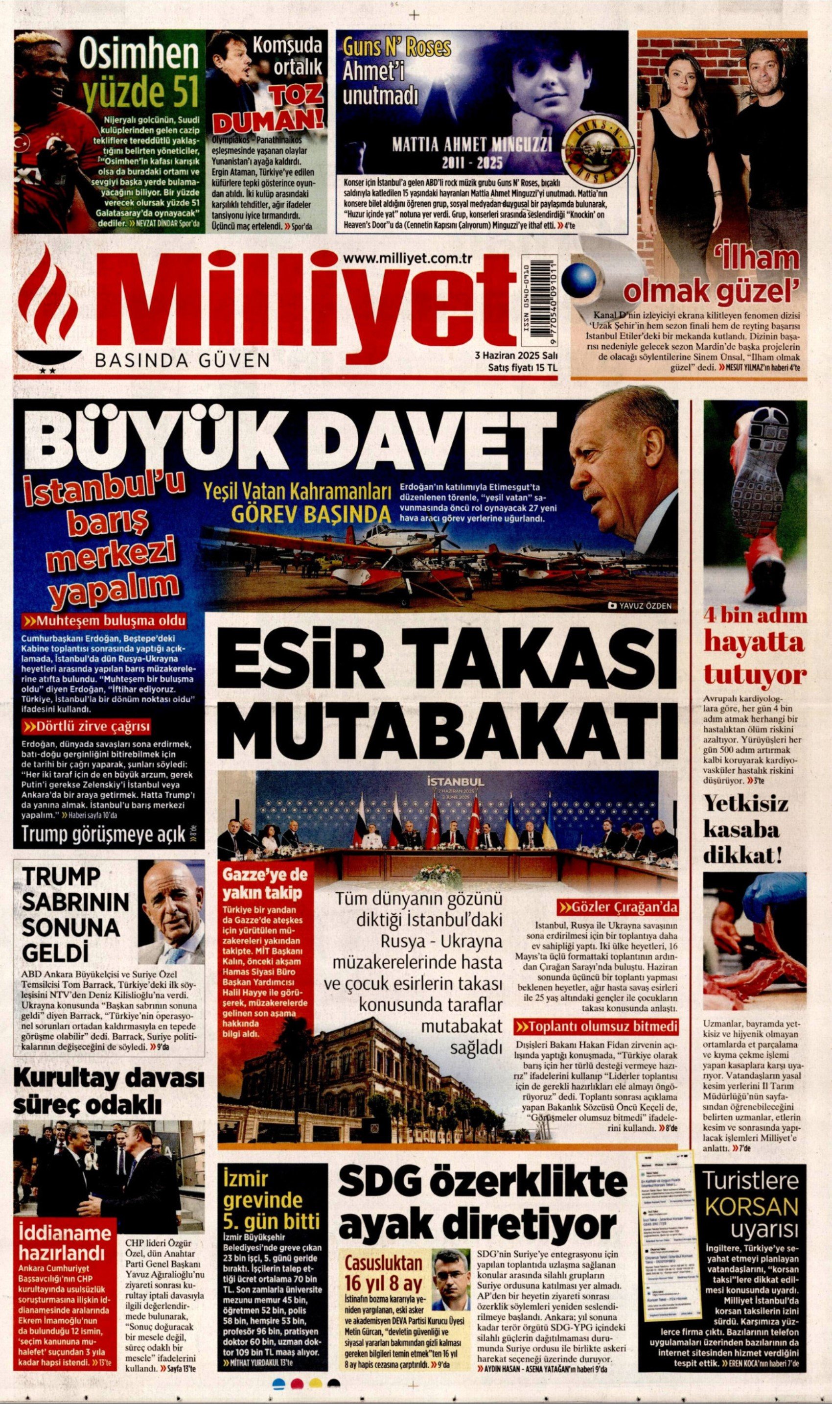 3 Haziran 2025 gazete manşetleri