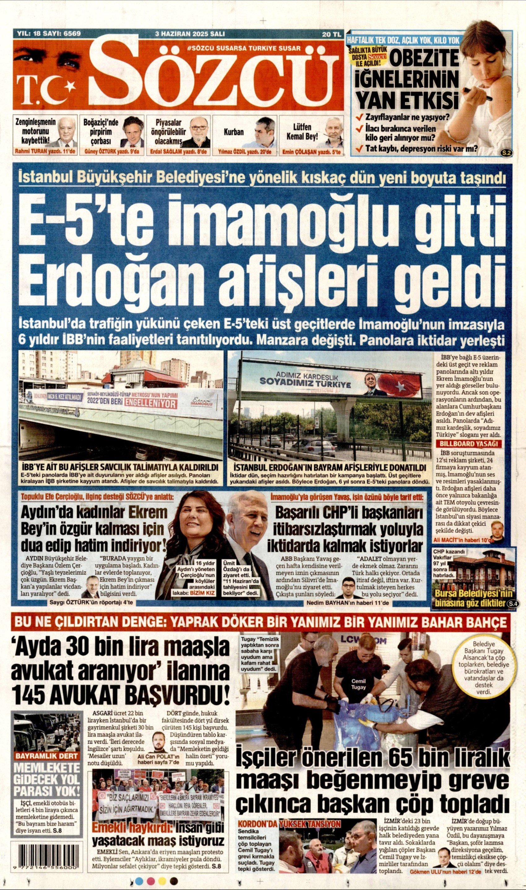 3 Haziran 2025 gazete manşetleri
