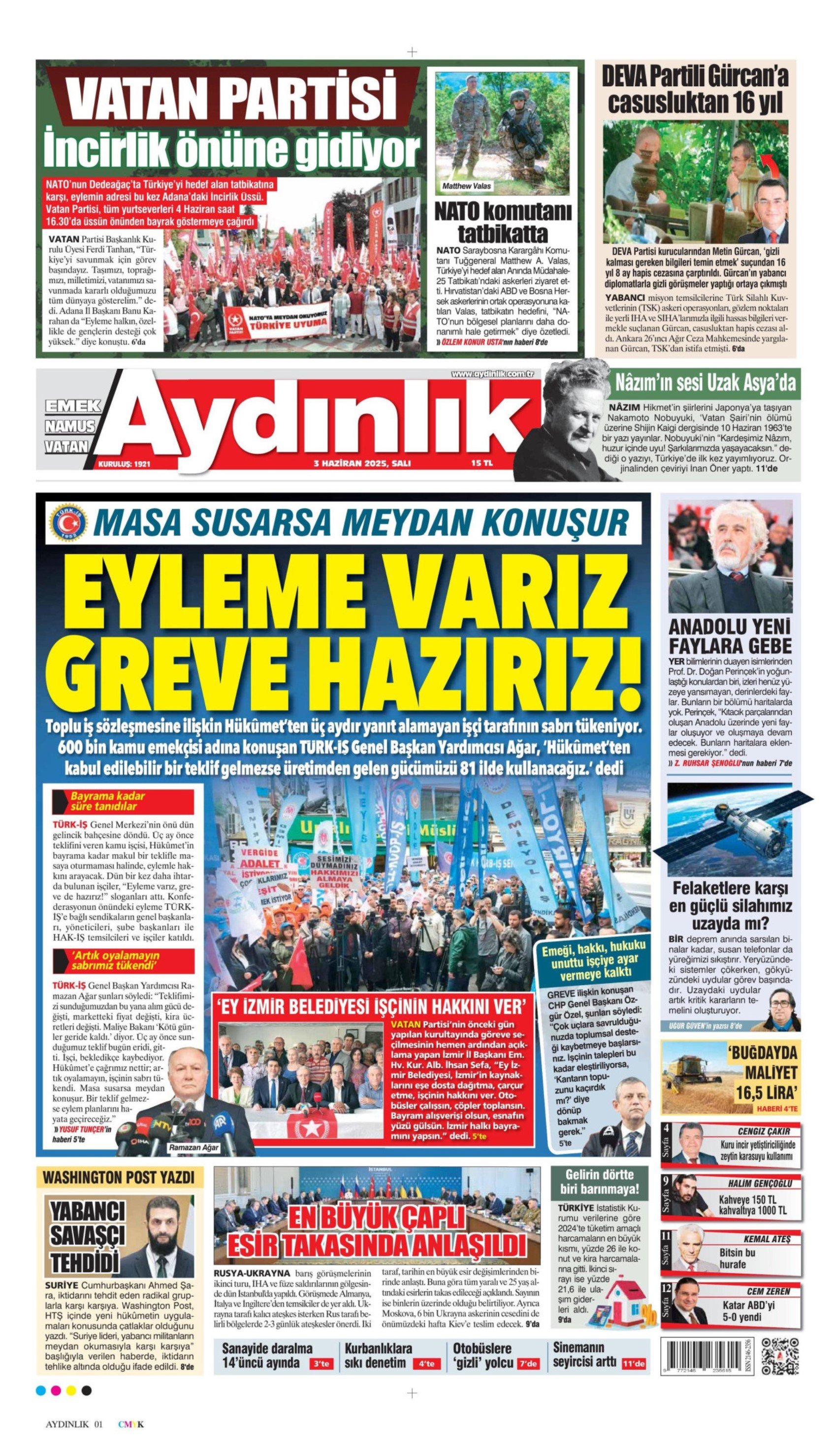 3 Haziran 2025 gazete manşetleri