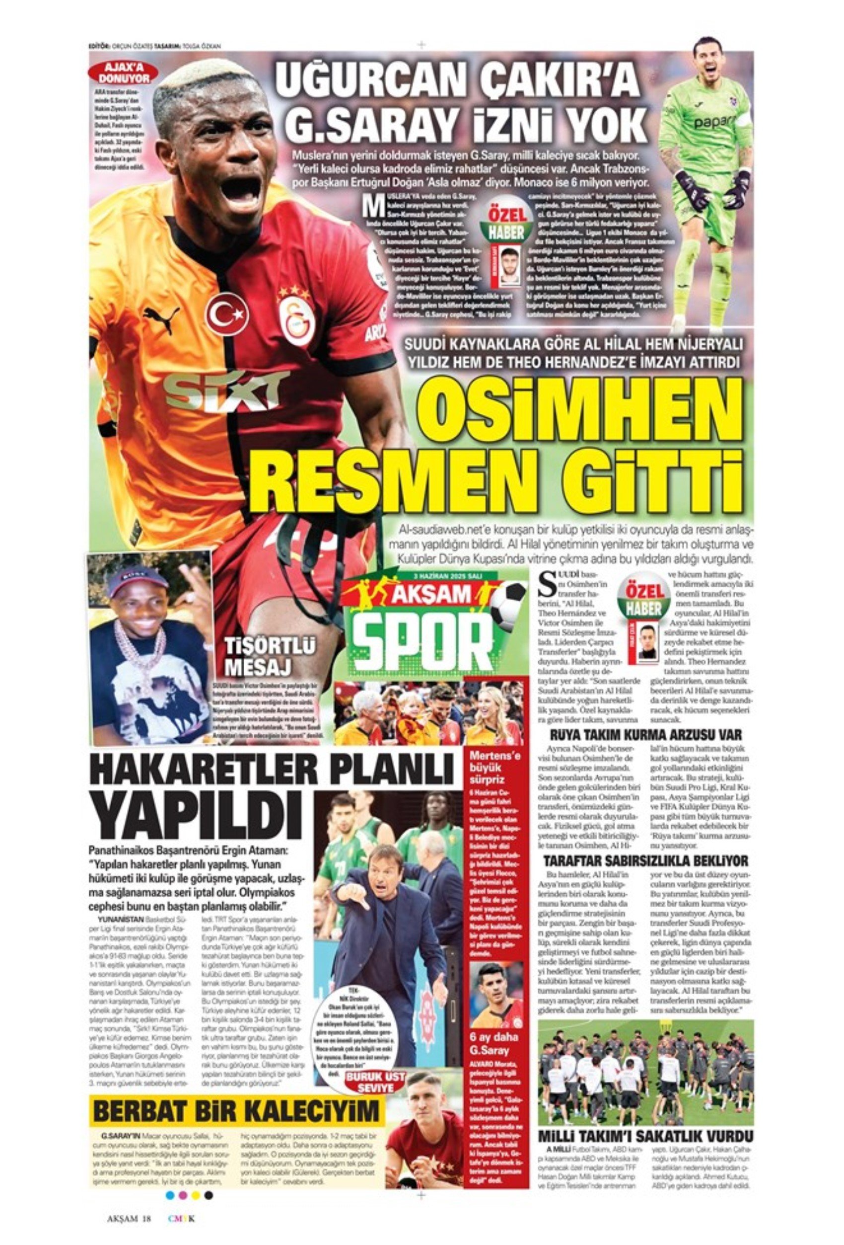 Sporda günün manşetleri... Osimhen'de sıcak saatler: 'Resmen gitti'