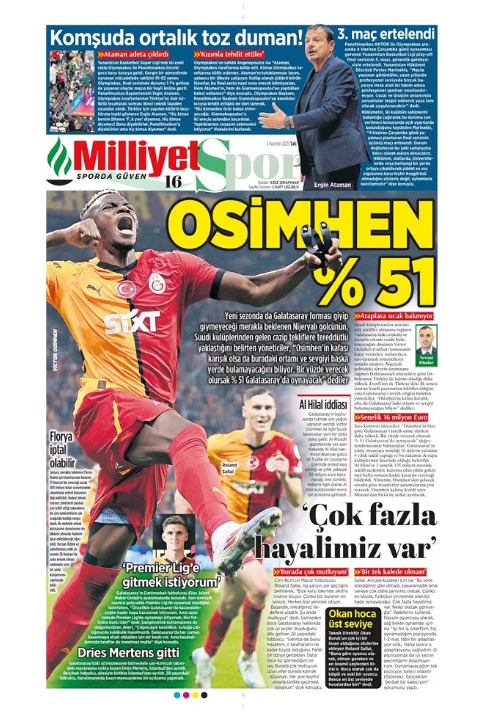 Sporda günün manşetleri... Osimhen'de sıcak saatler: 'Resmen gitti'