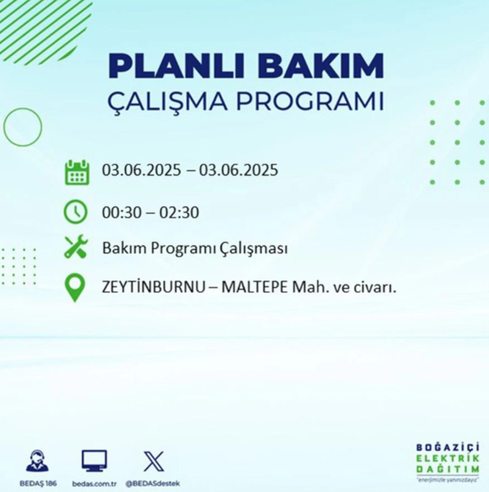 BEDAŞ paylaştı: İstanbul'da 3 Haziran Salı günü elektrik kesintisi yaşanacak ilçeler