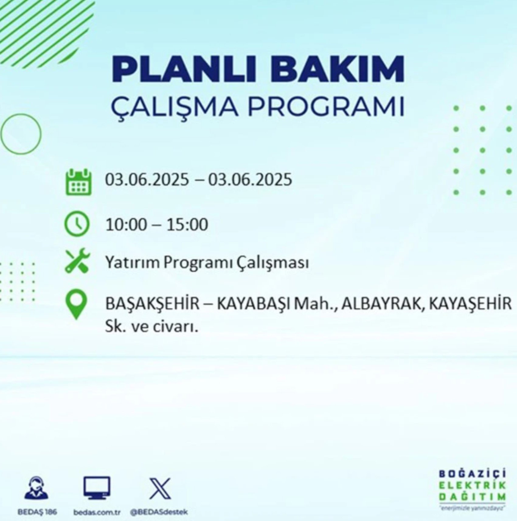 BEDAŞ paylaştı: İstanbul'da 3 Haziran Salı günü elektrik kesintisi yaşanacak ilçeler