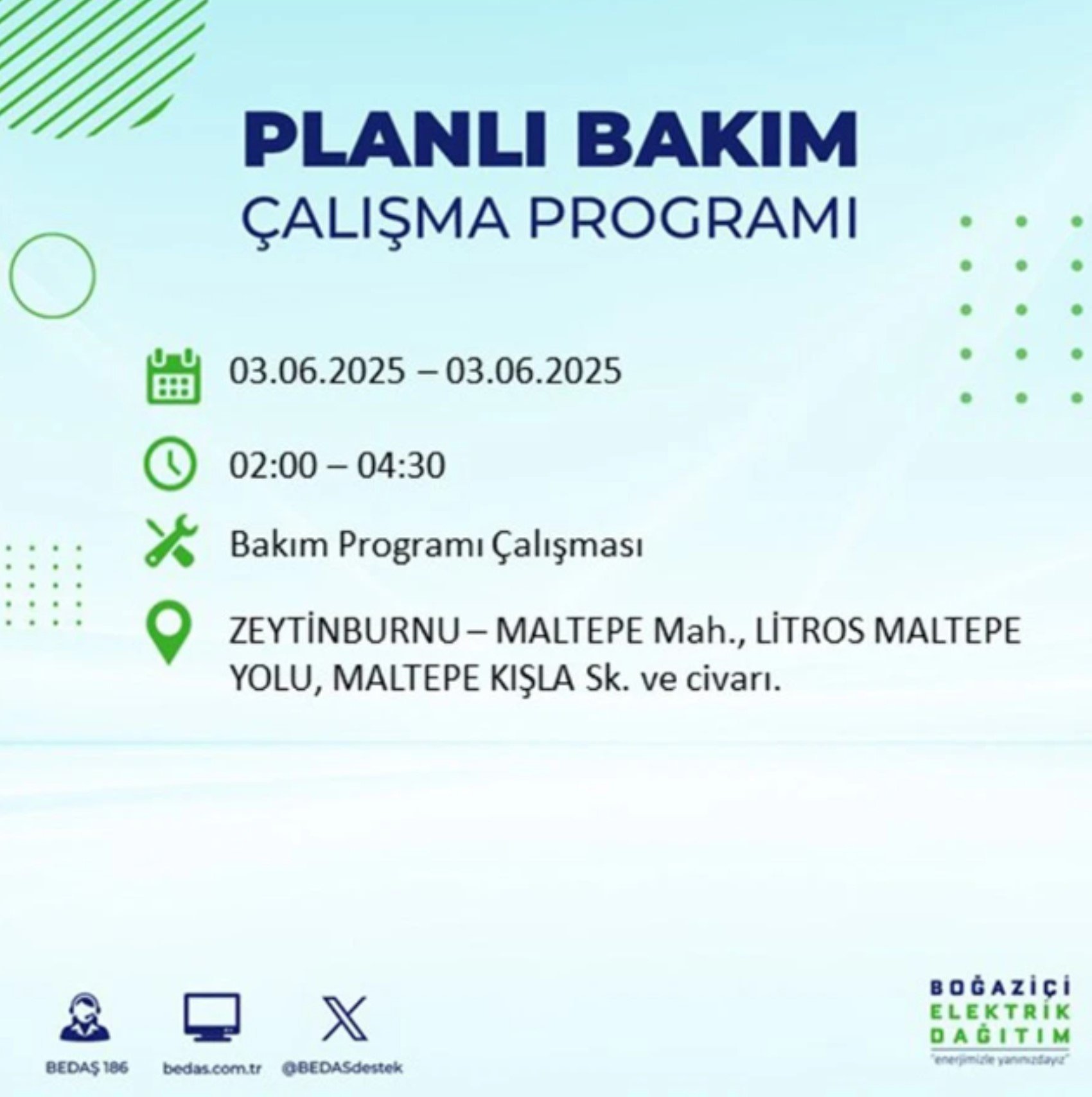 BEDAŞ paylaştı: İstanbul'da 3 Haziran Salı günü elektrik kesintisi yaşanacak ilçeler