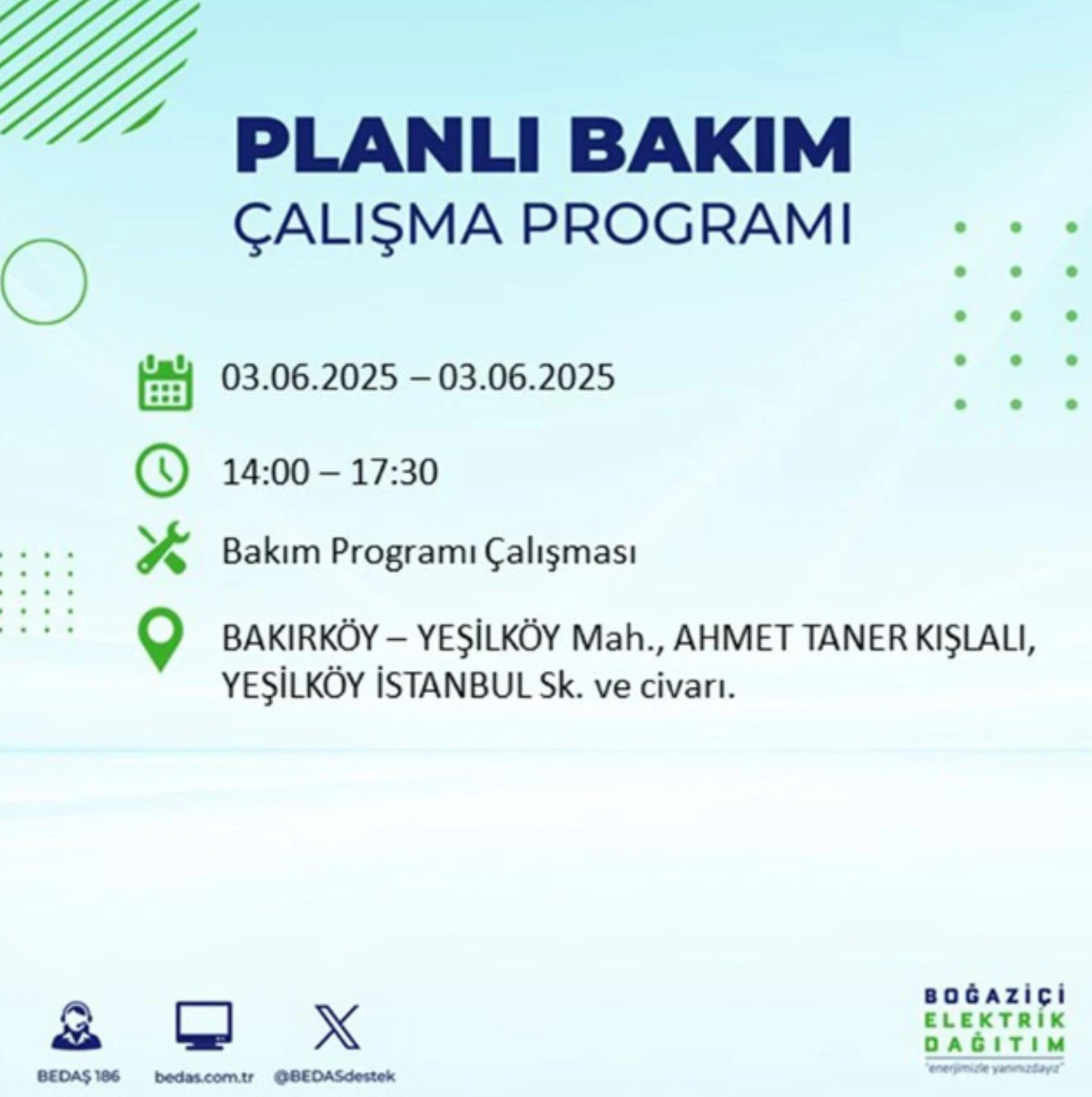 BEDAŞ paylaştı: İstanbul'da 3 Haziran Salı günü elektrik kesintisi yaşanacak ilçeler