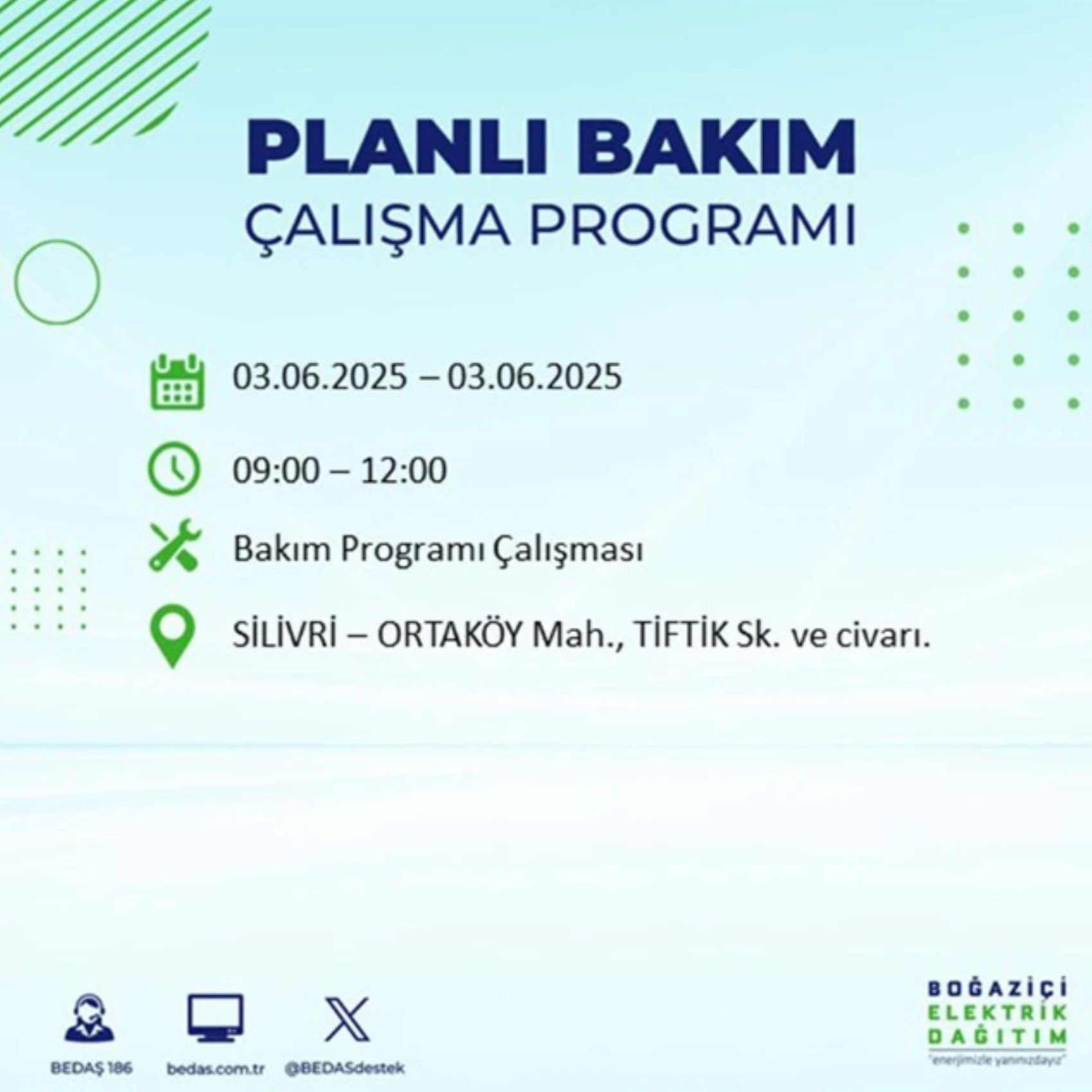 BEDAŞ paylaştı: İstanbul'da 3 Haziran Salı günü elektrik kesintisi yaşanacak ilçeler