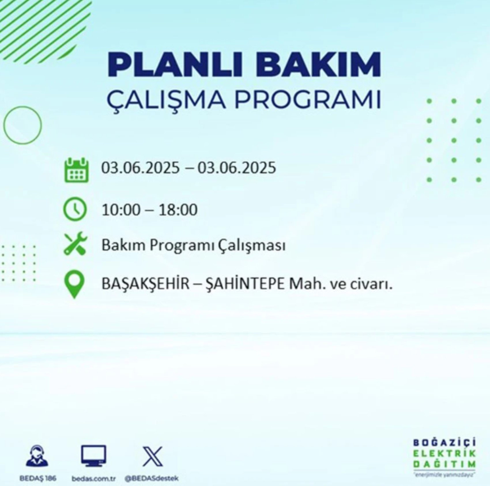 BEDAŞ paylaştı: İstanbul'da 3 Haziran Salı günü elektrik kesintisi yaşanacak ilçeler