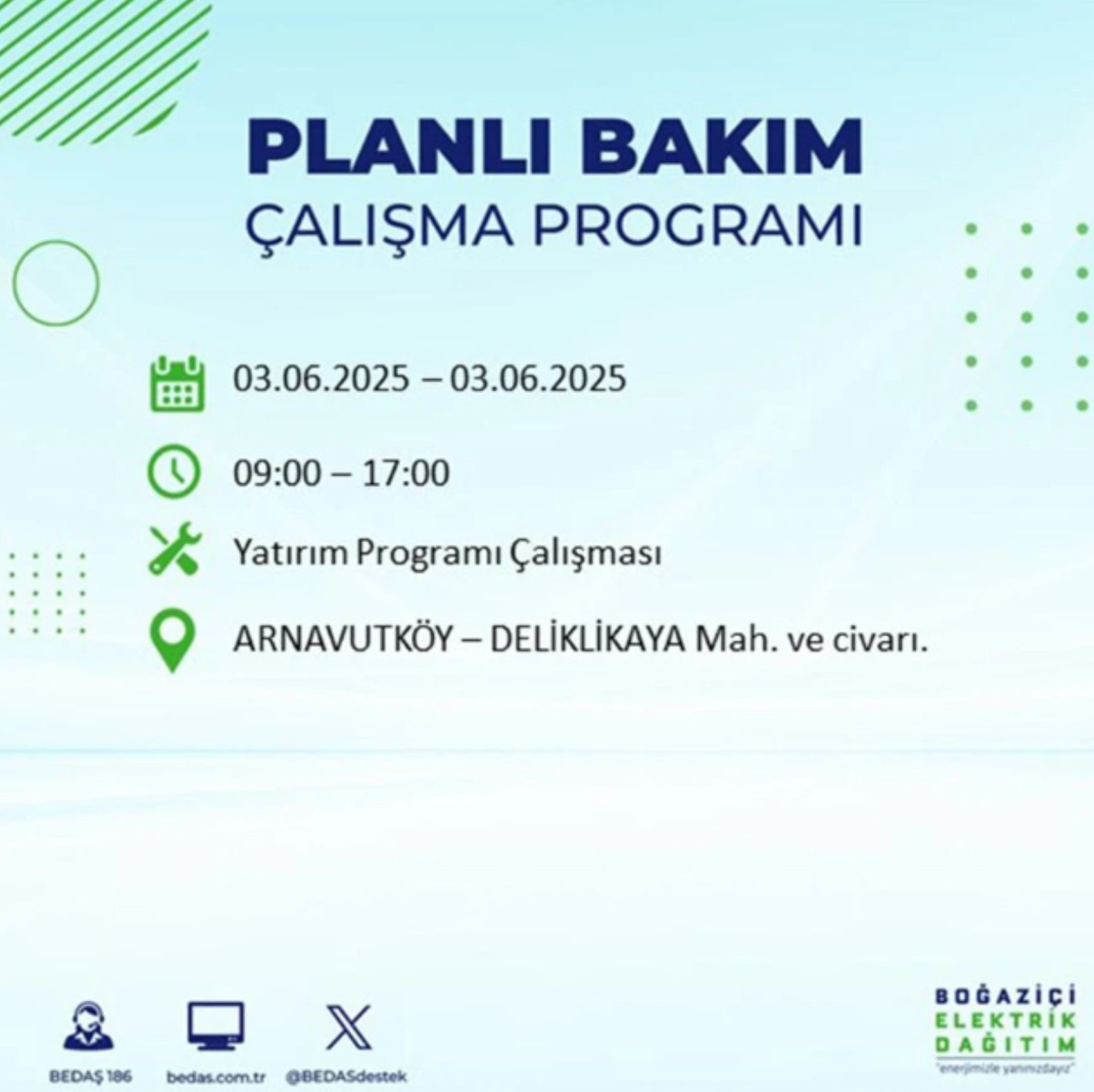 BEDAŞ paylaştı: İstanbul'da 3 Haziran Salı günü elektrik kesintisi yaşanacak ilçeler