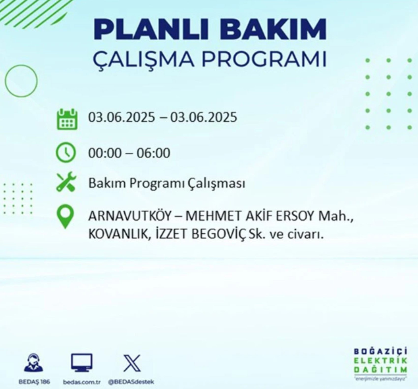 BEDAŞ paylaştı: İstanbul'da 3 Haziran Salı günü elektrik kesintisi yaşanacak ilçeler