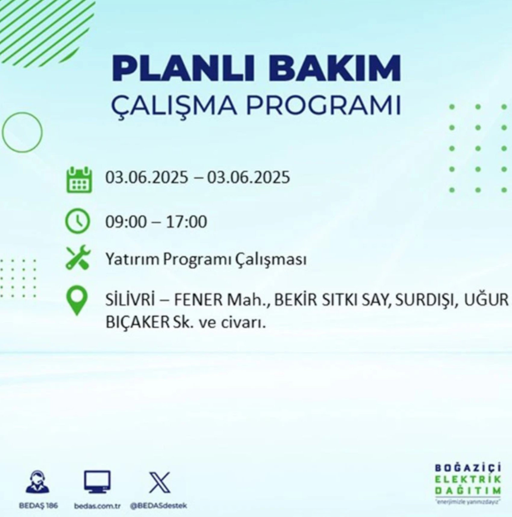 BEDAŞ paylaştı: İstanbul'da 3 Haziran Salı günü elektrik kesintisi yaşanacak ilçeler