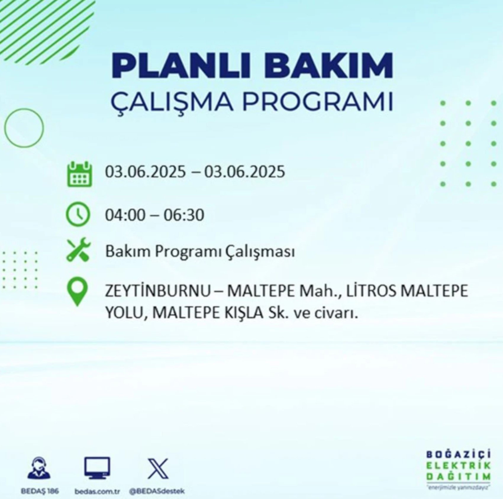 BEDAŞ paylaştı: İstanbul'da 3 Haziran Salı günü elektrik kesintisi yaşanacak ilçeler
