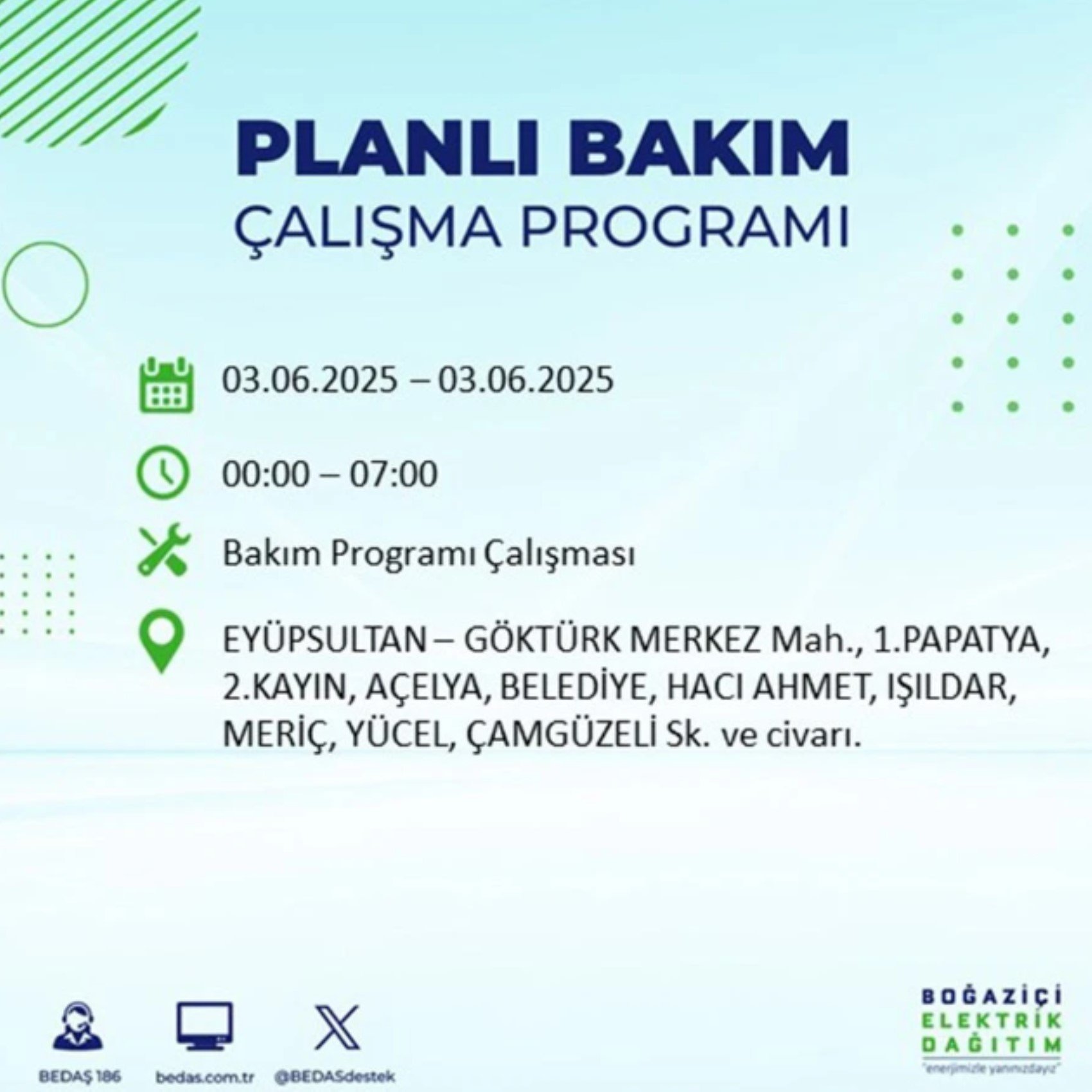 BEDAŞ paylaştı: İstanbul'da 3 Haziran Salı günü elektrik kesintisi yaşanacak ilçeler