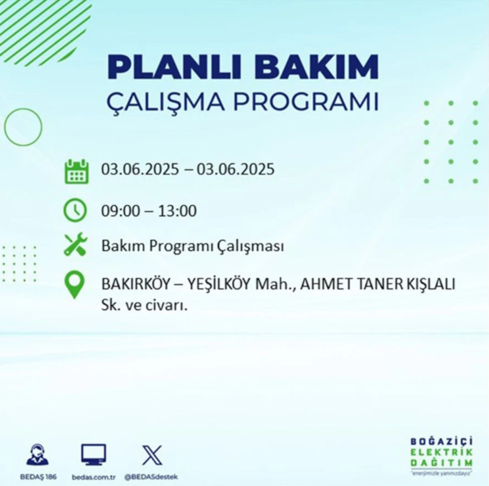 BEDAŞ paylaştı: İstanbul'da 3 Haziran Salı günü elektrik kesintisi yaşanacak ilçeler