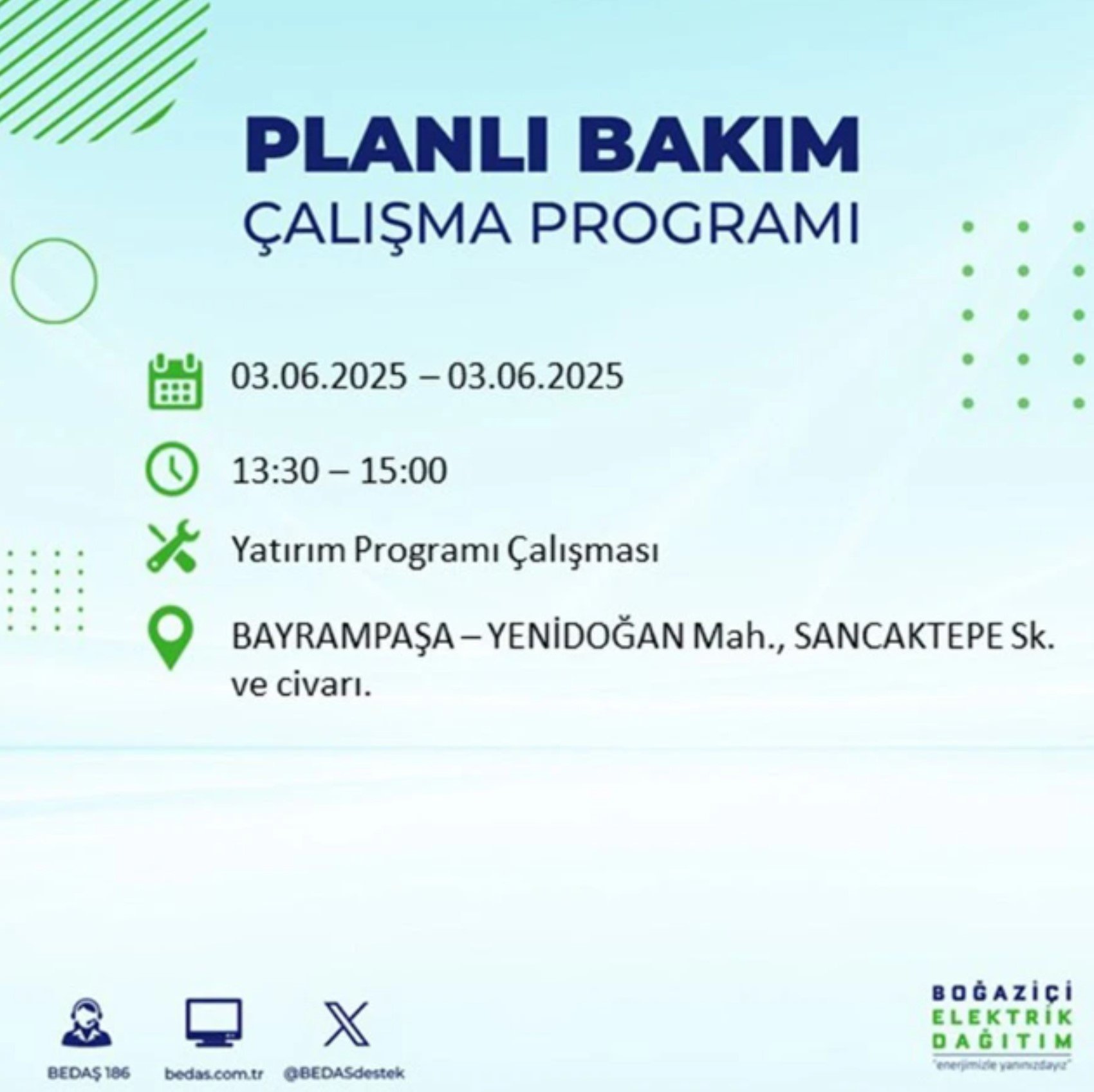 BEDAŞ paylaştı: İstanbul'da 3 Haziran Salı günü elektrik kesintisi yaşanacak ilçeler