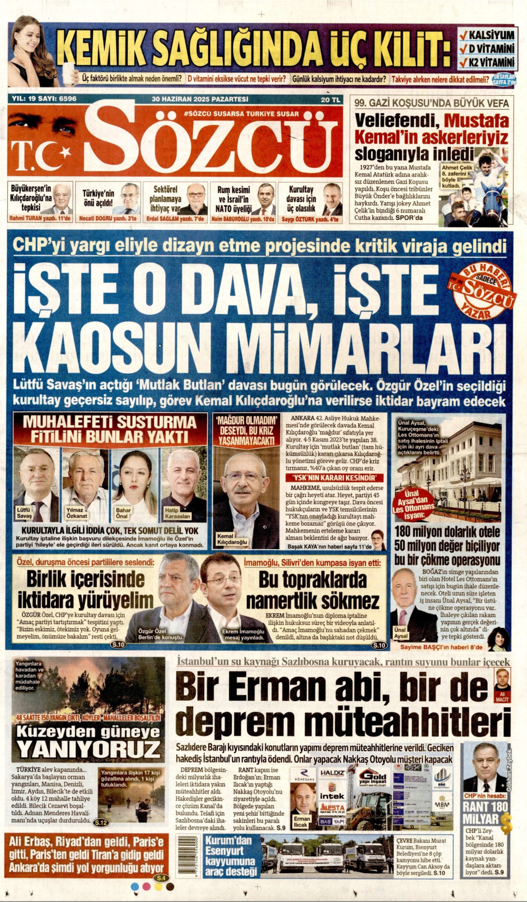 30 Haziran gazete manşetleri... CHP'de kritik gün: 'Dananın kuyruğu kopacak mı?'